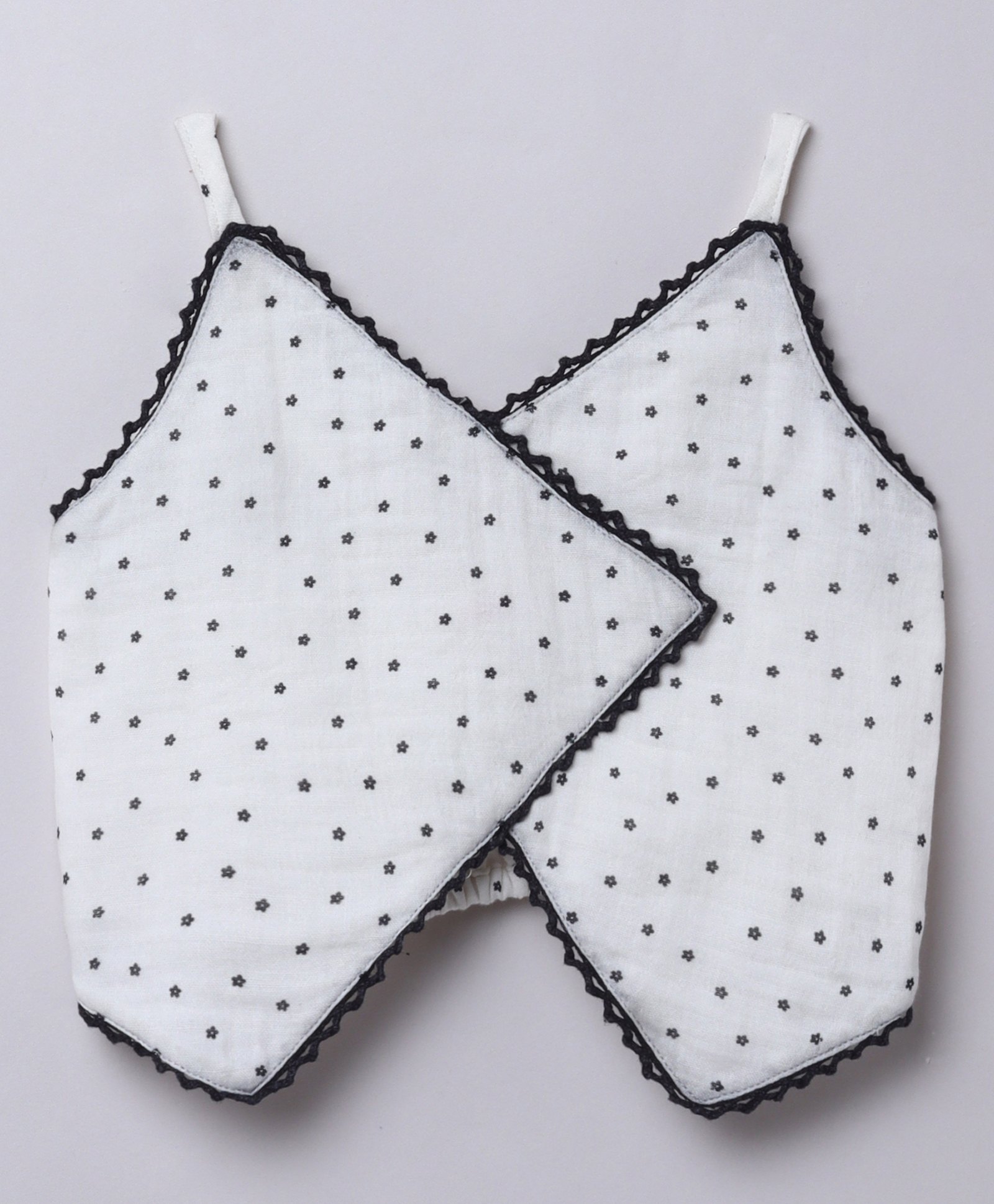 Taffykids 100% Cotton Woven Sleeveless Daisy Printed & Lace Embellished Crop Top - Black & White-picture-12