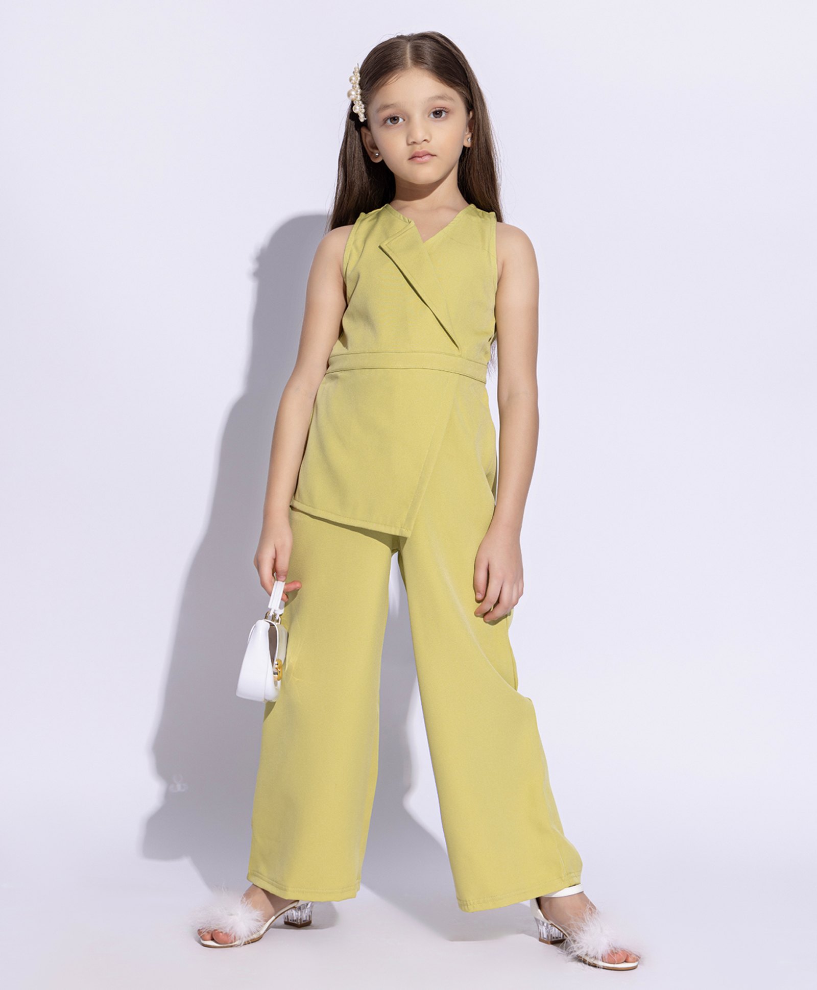 Taffykids Woven Sleeveless Solid Asymmetrical Wrapped Jumpsuit - Pastel Green-picture-24