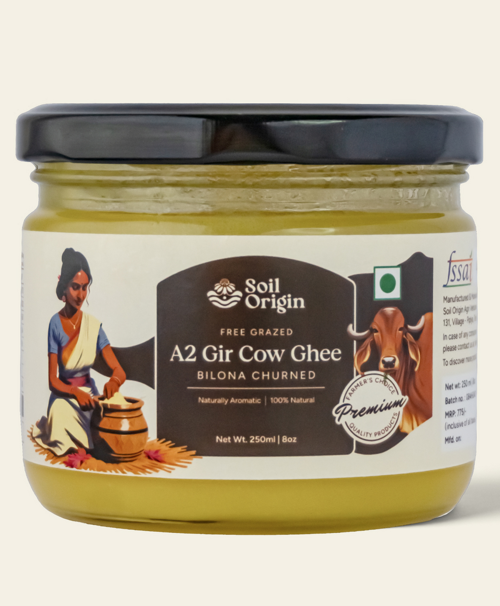 Soil Origin A2 Gir Cow Ghee (Bilona Churned) - 250 ml-image-21