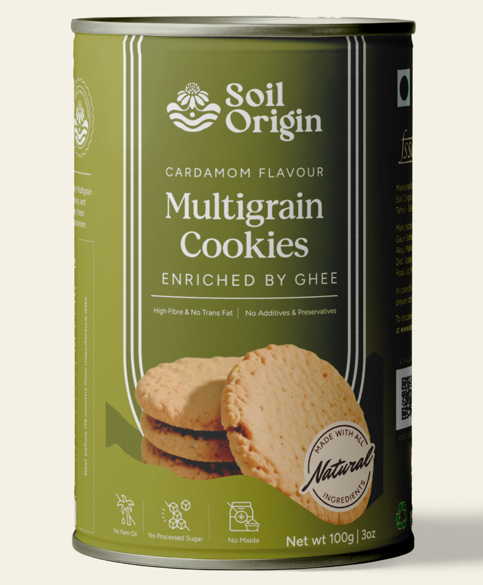 Soil Origin Multigrain Cardamom Cookies , Enriched By Ghee & Jaggery - 100 g-image-18