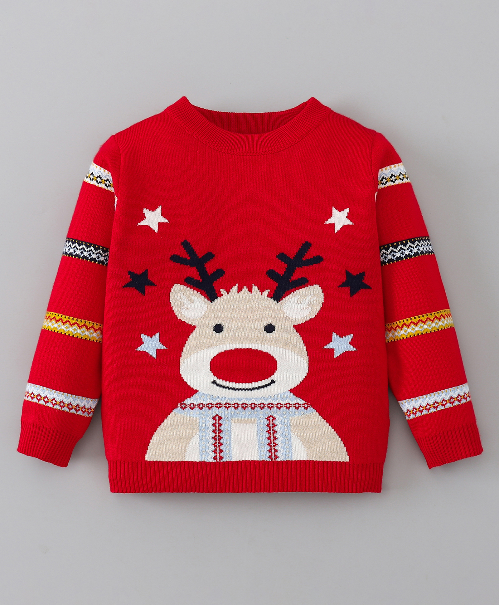 Mark & Mia Viscose Full Sleeves Pullover Sweater with Reindeer Design - Red-picture-38