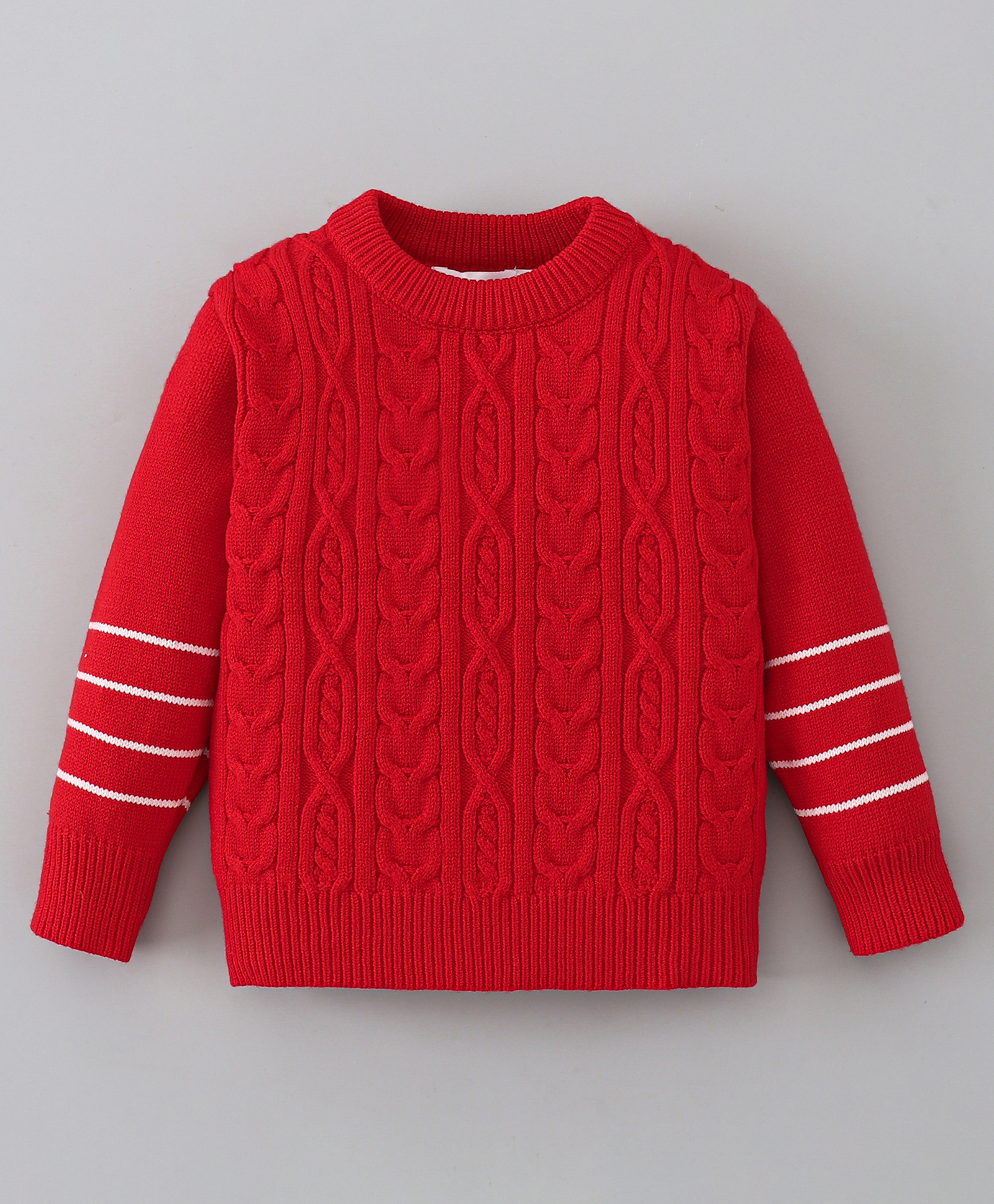 Mark & Mia Viscose Full Sleeves Pullover Sweater with Cable Knit Design - Red-image-42