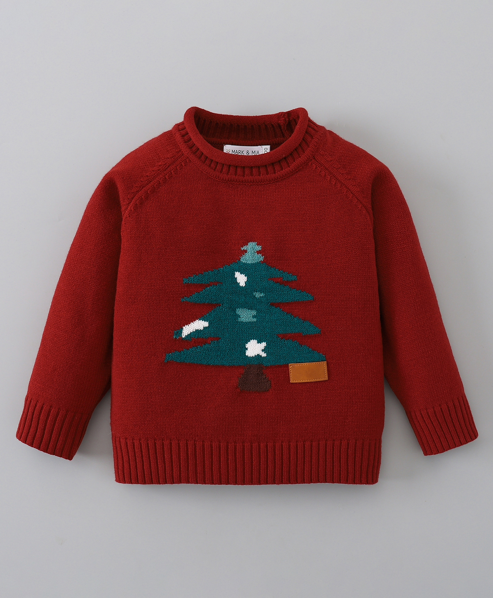 Mark & Mia Viscose Full Sleeves Pullover Sweater with Christmas Tree Design - Dark Red-image-26