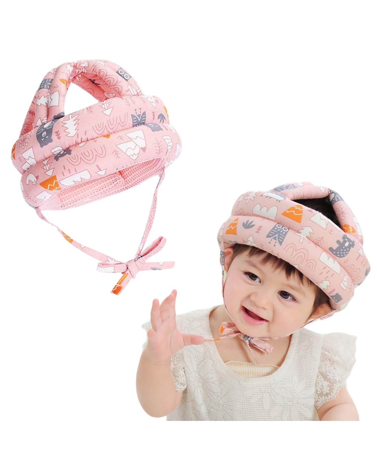 FunBlast Adjustable Protective Baby Safety Helmet with Head Cushion Pink-image-9