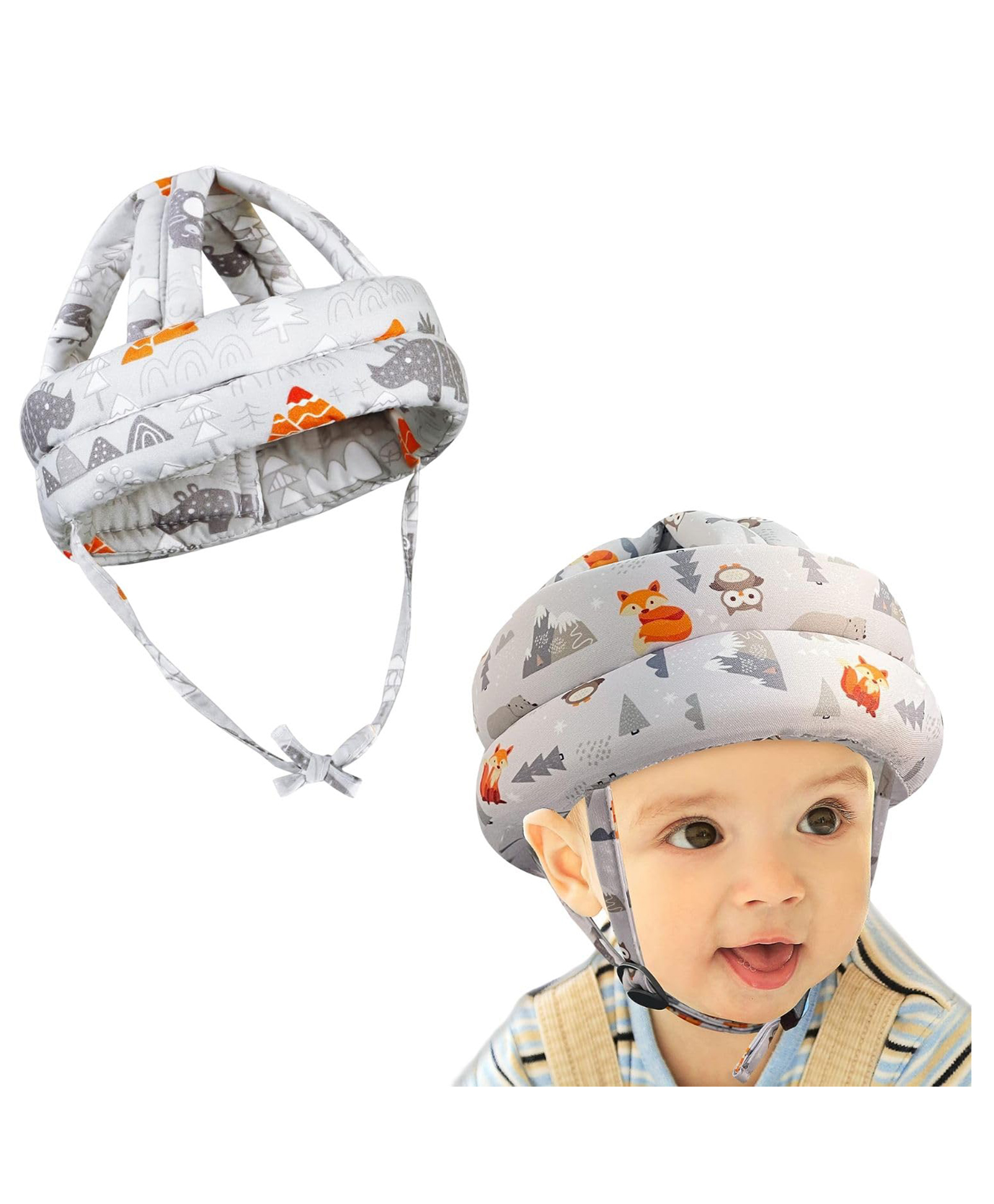 FunBlast Adjustable Protective Baby Safety Helmet with Head Cushion Grey-picture-25