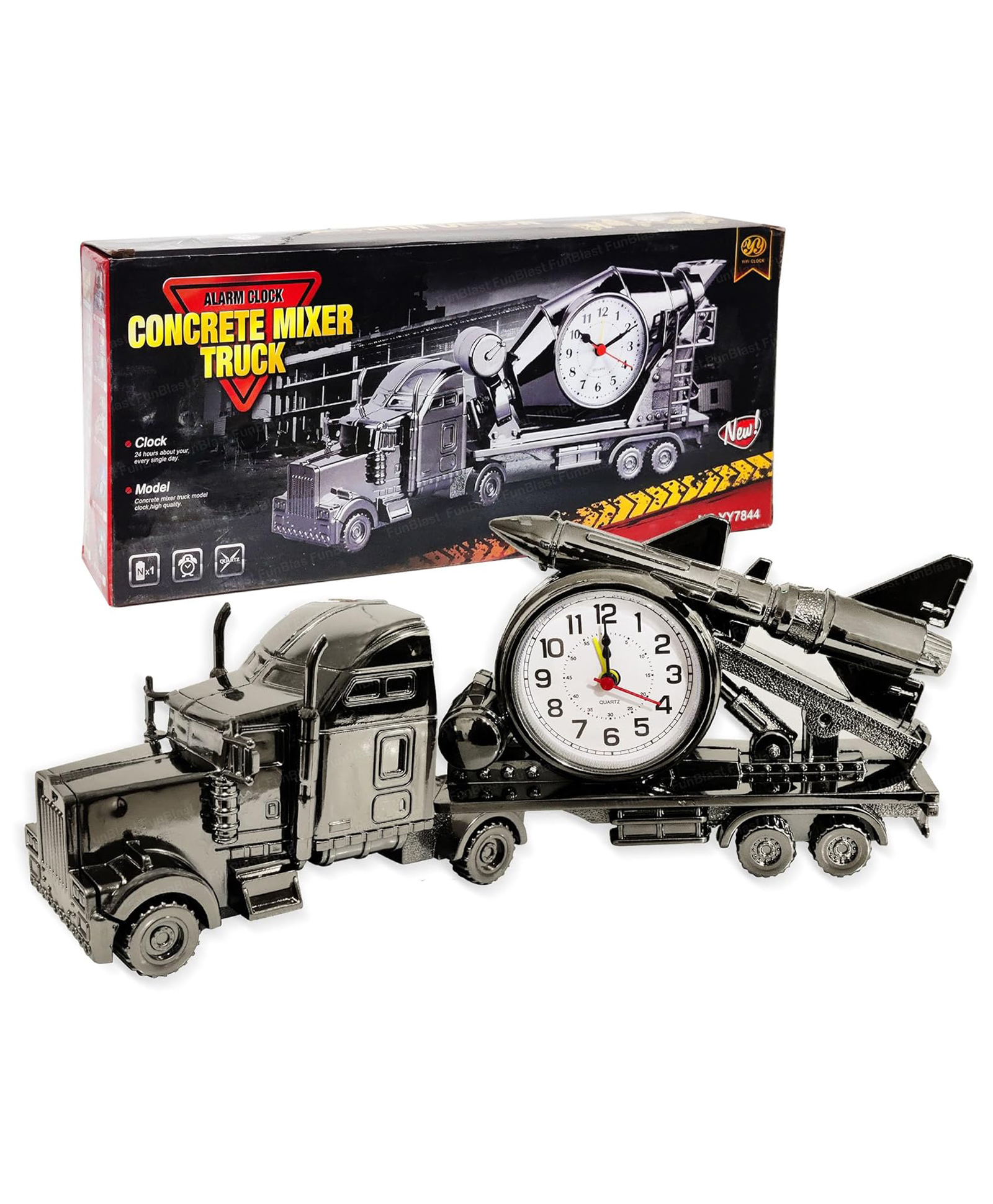 FunBlast Truck Shaped Stylish Alarm Clock for Desk / Bedroom Pack of 1 Grey-image-45