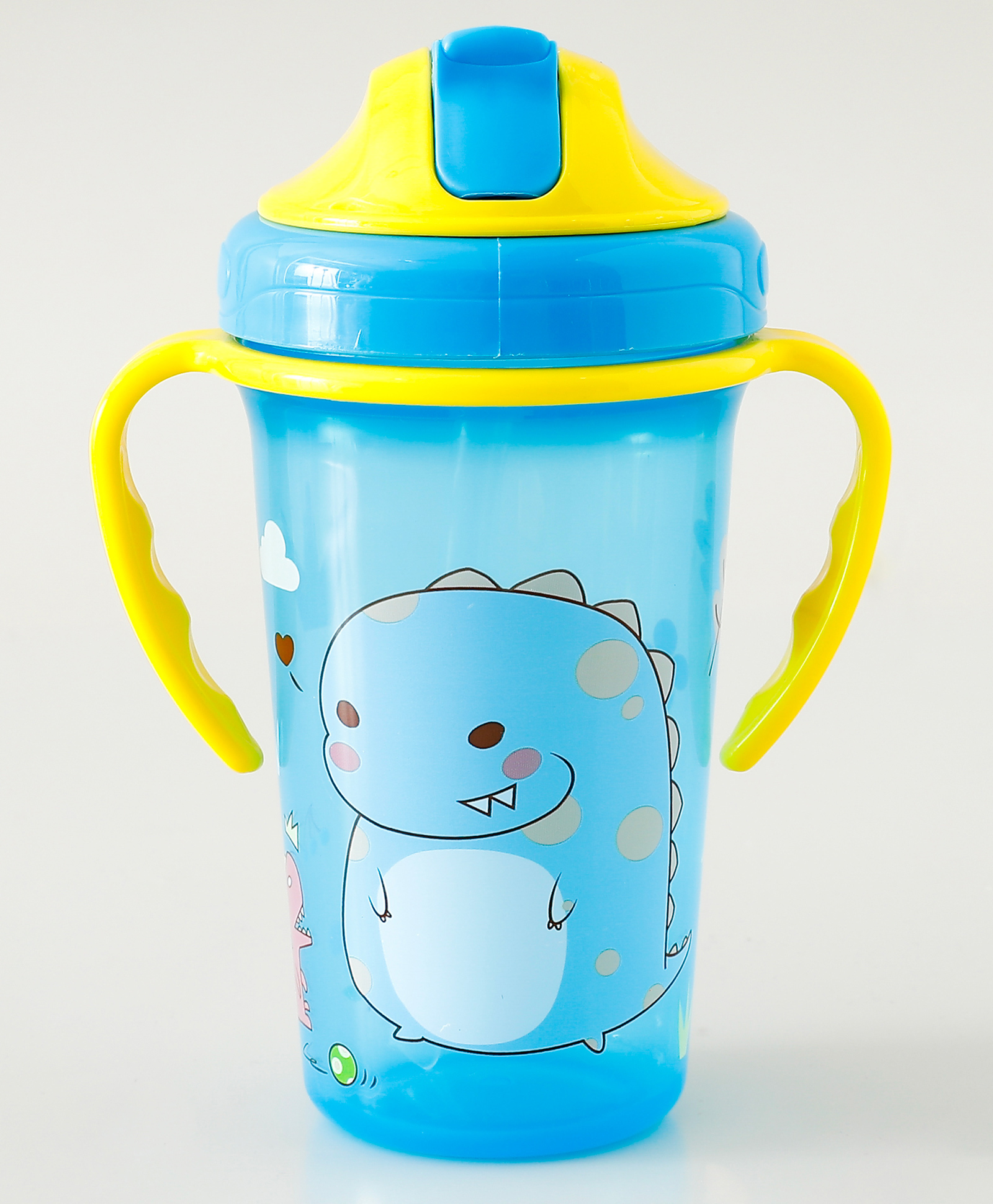 Straw Sipper with Detachable Twin Handle 300 ml - Blue| Hygienic Swipey Straw Cap| Leak Proof| BPA Free| for Infants & Toddlers| Water Bottle| Soft Silicone Straw| Training Cup for Boys & Girls-image-19