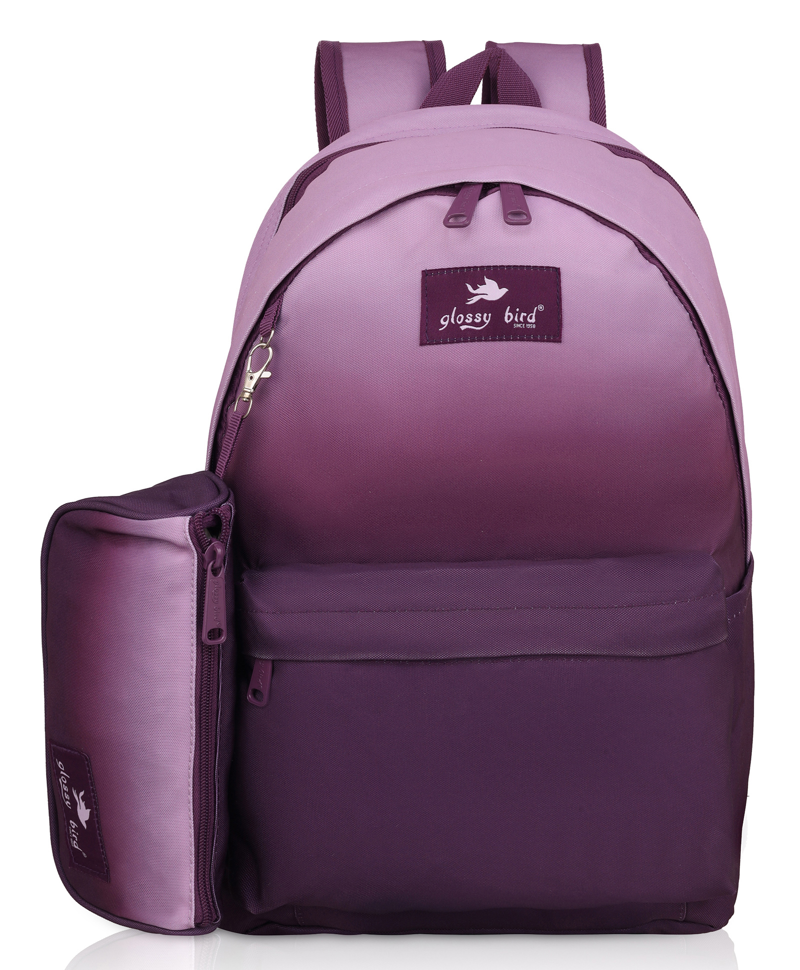Echo boomers Glossy Bird Backpack With Pouch - Lavender Height 17 Inches-image-13