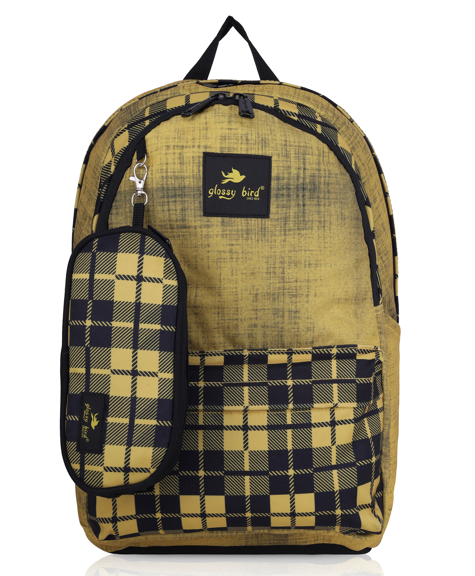 Echo Boomers Glossy Bird School & College Backpack with Detachable Pouch - YELLOW Height 17 Inches-image-32