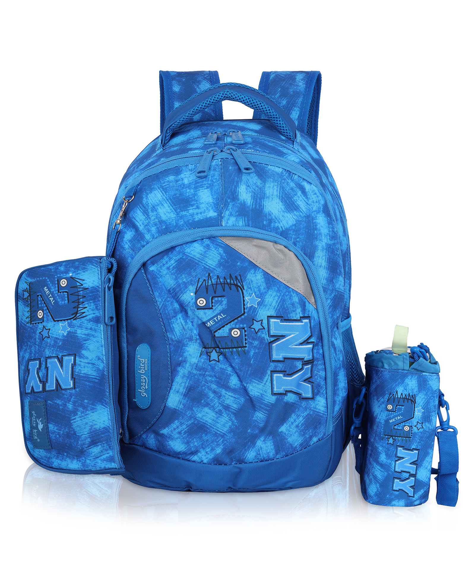 Echo Boomers Glossy Bird Backpack Water-Resistant Bag with Detachable Pouch & bottle holder SKY Height 17 Inches-picture-39