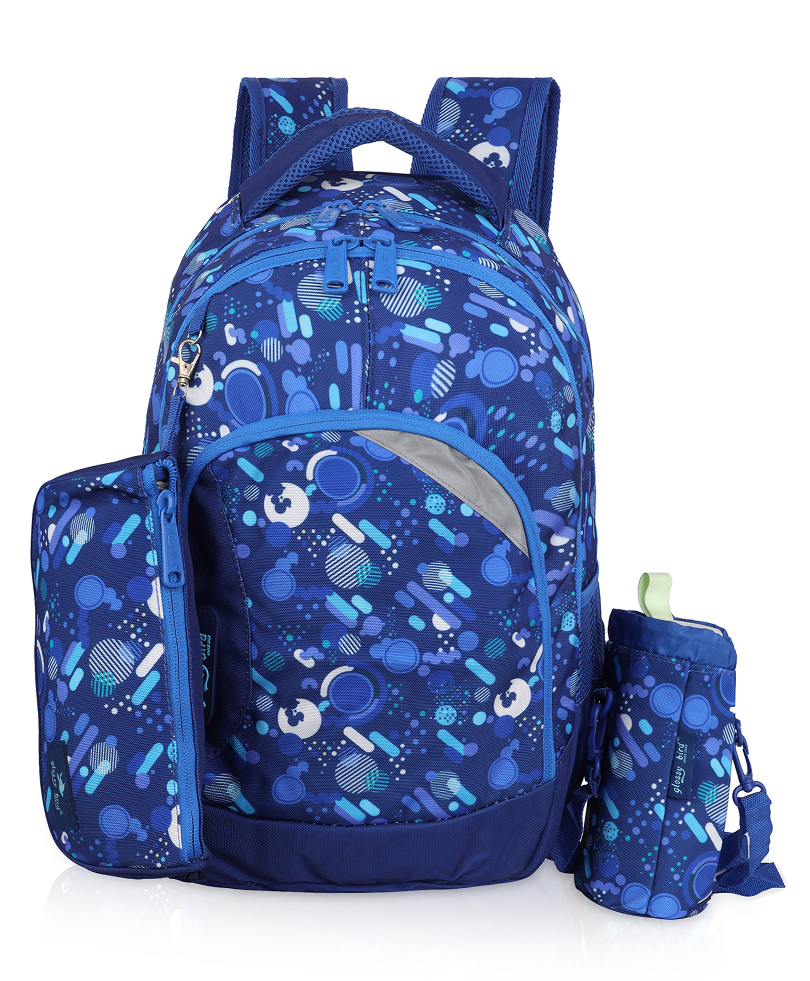 Echo Boomers Glossy Bird Backpack Water-Resistant Bag with Detachable Pouch & bottle holder BLUE Height 17 Inches-picture-43