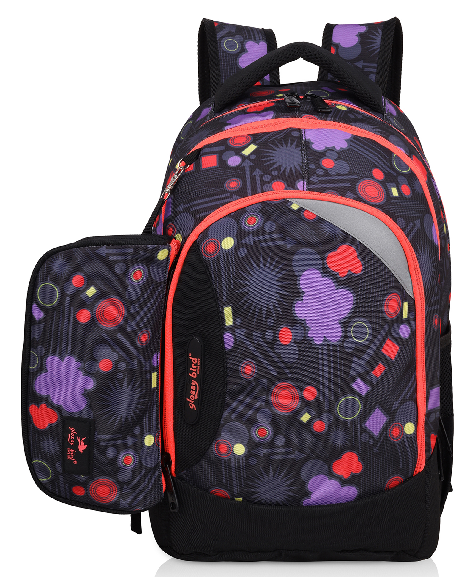 Echo Boomers Glossy Bird Backpack Lightweight, Durable with Detachable Pouch & bottle holder BLACK Height 16 Inches-picture-42