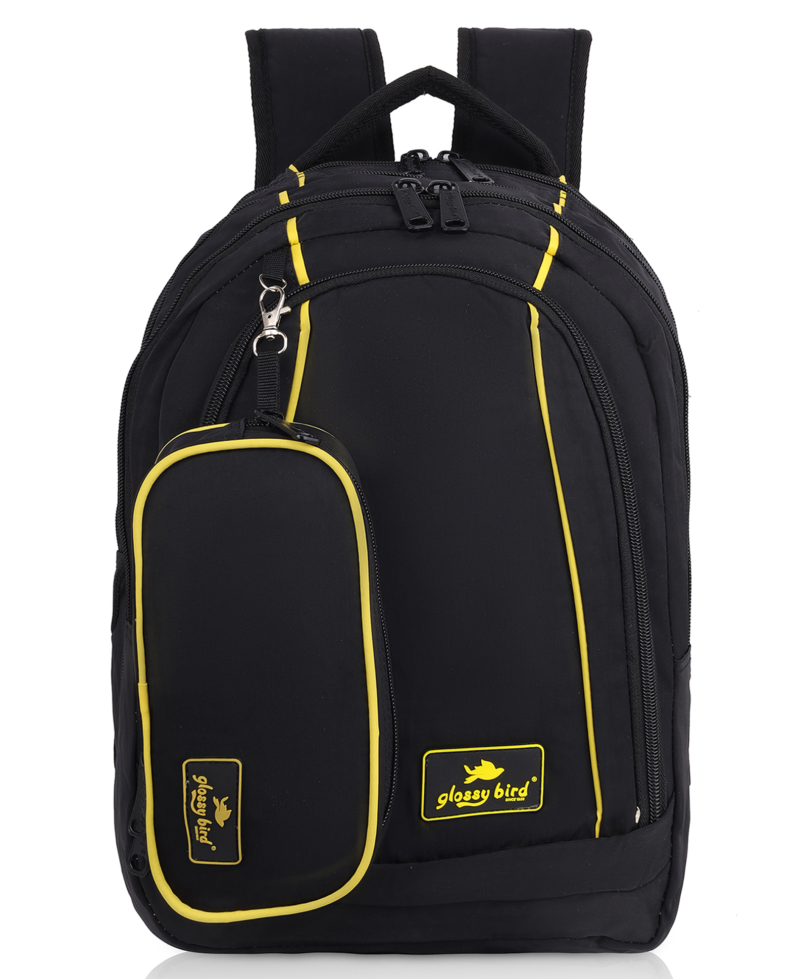 Echo Boomers Glossy Bird Backpack Water-Resistant Bag with Detachable Pouch, bottle holder, 4 Compartment YELLOW Height 16 Inches-picture-30