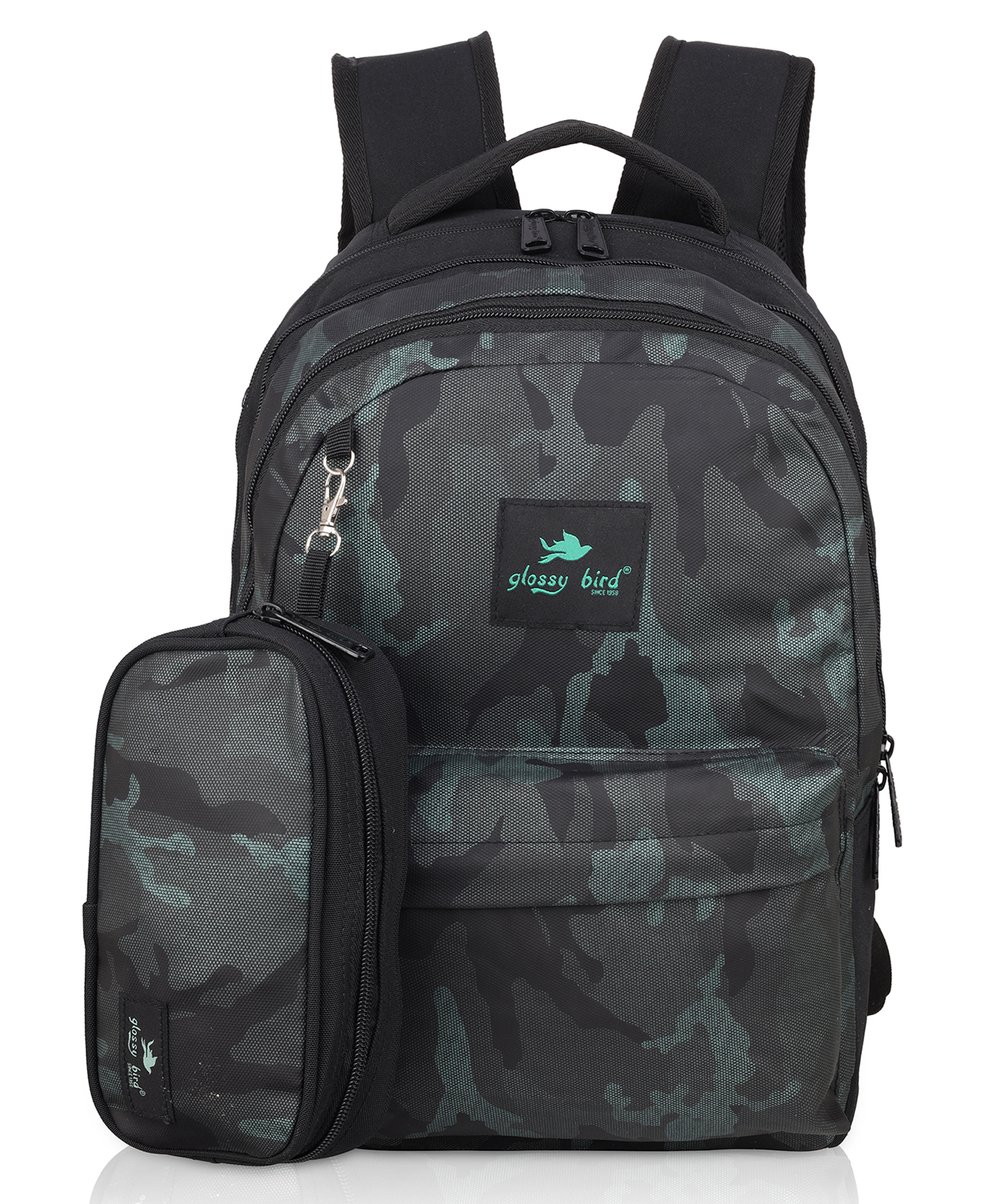 Echo Boomers Glossy Bird Backpack Durable, Comfortable and Stylish with Detachable Pouch -SKY Height 17 Inches-image-21
