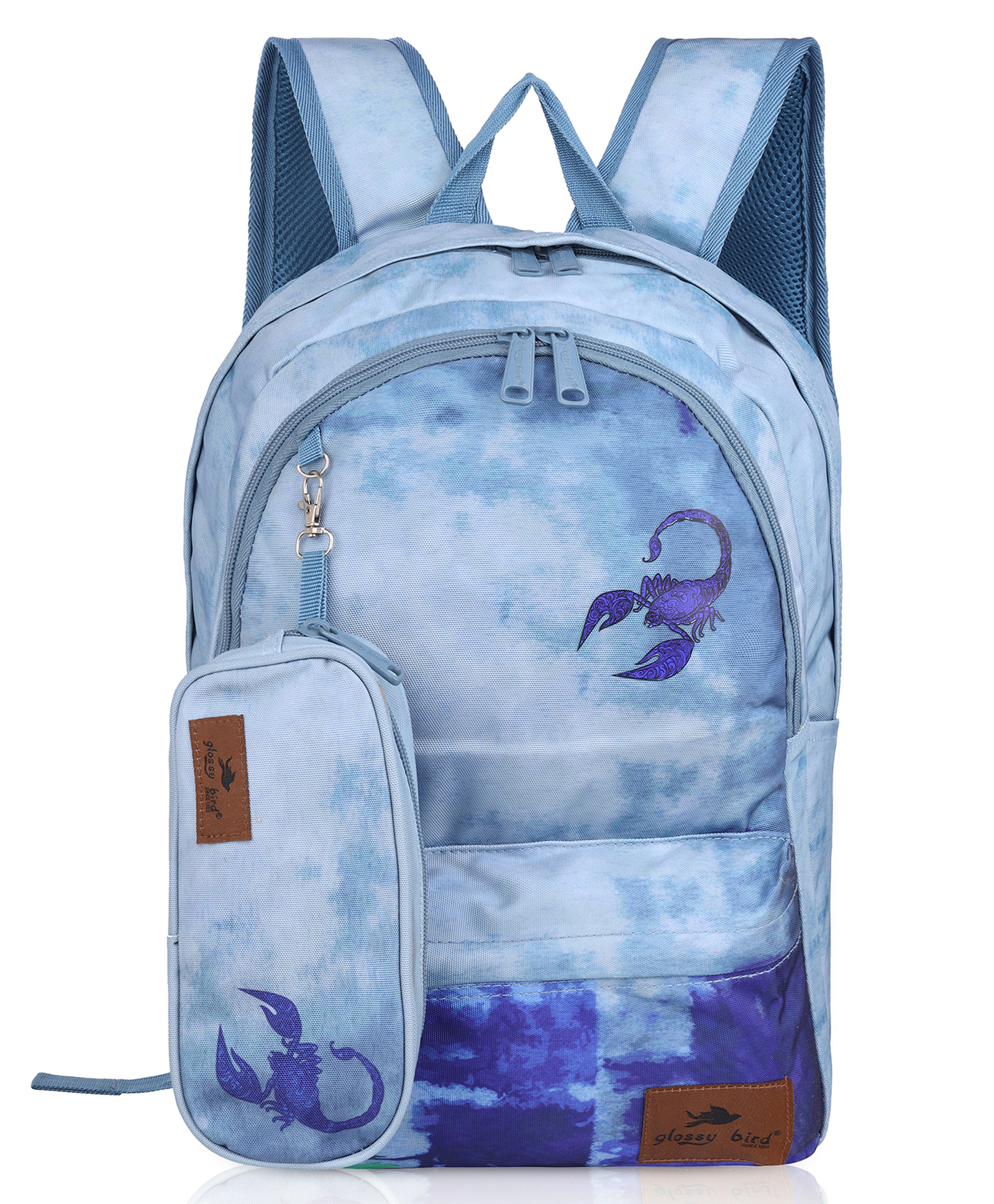 Echo Boomers Glossy Bird Backpack Water-Resistant Bag with Detachable Pouch SKY Height 18 Inches-image-17