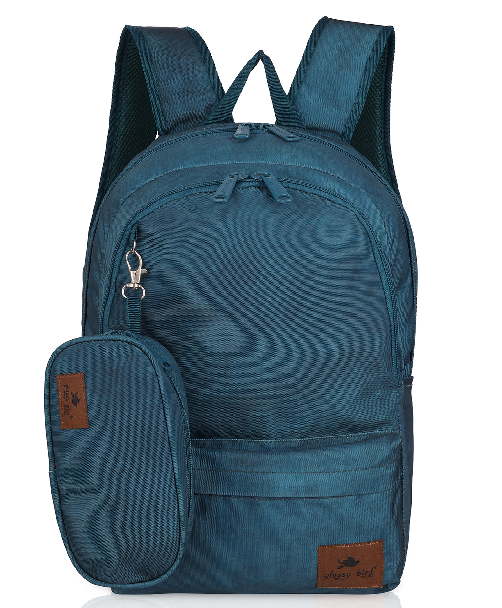 Echo Boomers Glossy Bird Backpack Durable, Comfortable and Stylish with Detachable Pouch -BLUE Height 17 Inches-picture-24