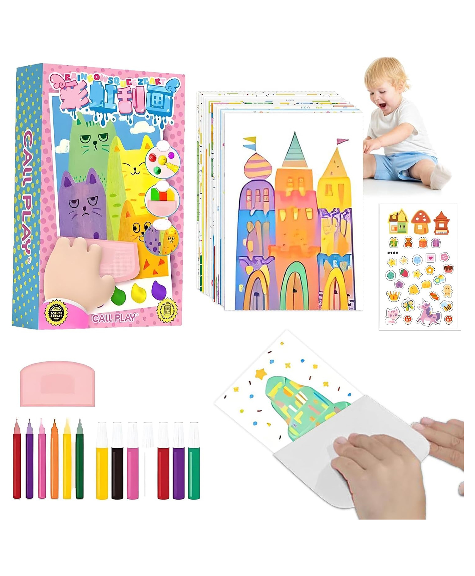 MUREN Rainbow Squeeze Dot Scratch Post Card Art and Craft kit -Fun Handmade Holiday Cards for Kids, Cool Rainbow Party Favors DIY Postcard Gifts for Girls and Boys Ages-Pack of 1-picture-12