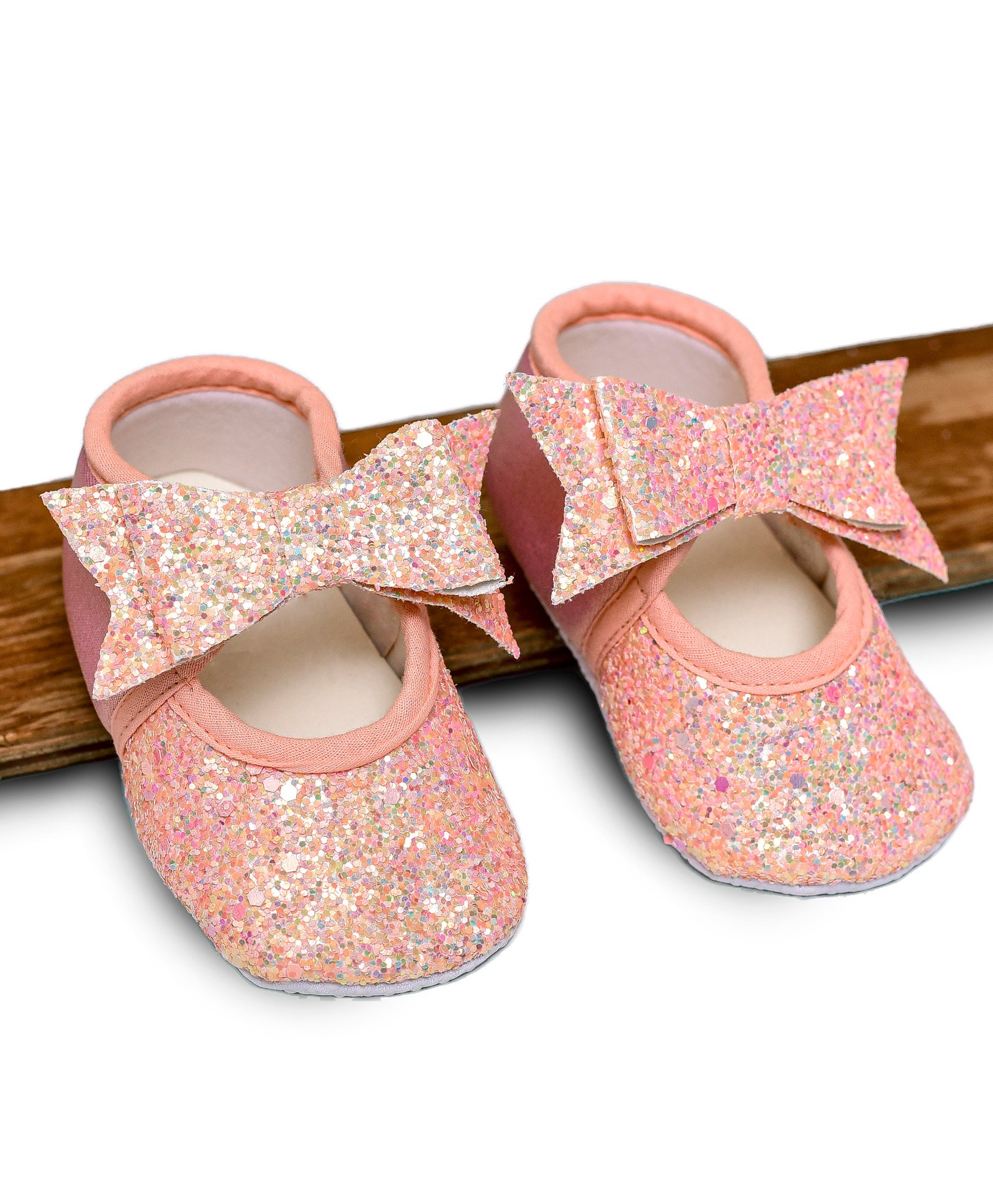 Daizy Bow Applique Detailed Sequins Embellished Slip On Booties - Peach-picture-24