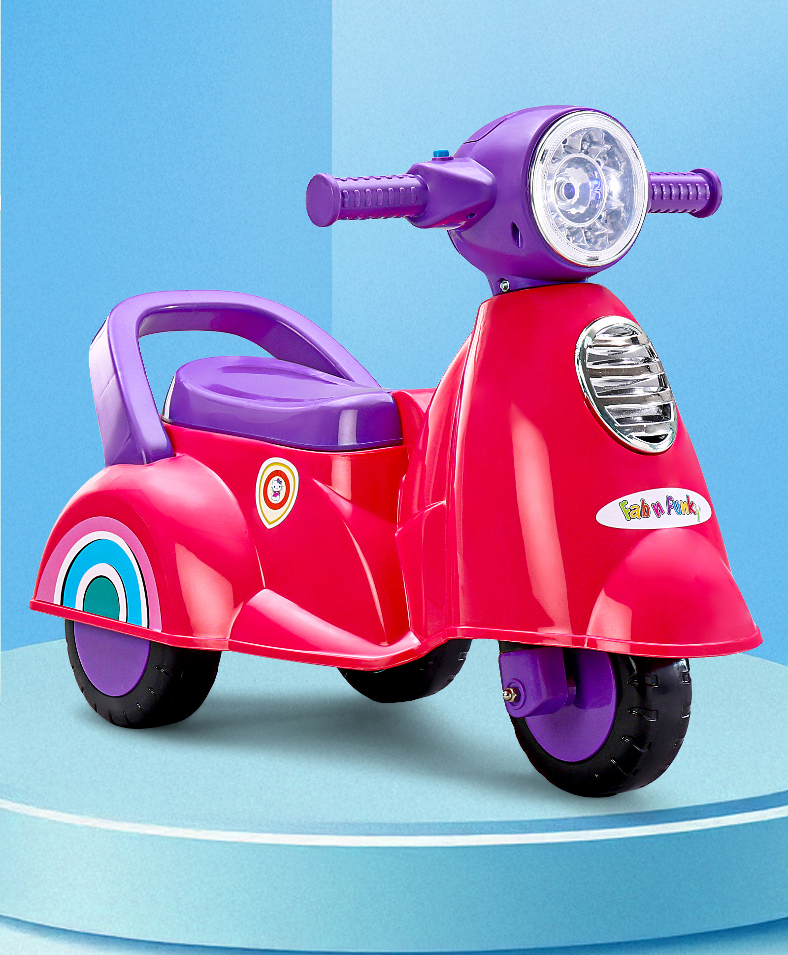 Babyhug Speedy Manual Push Ride On Scooter with Under Seat Storage LED Light & Music - Dark Pink-image-21