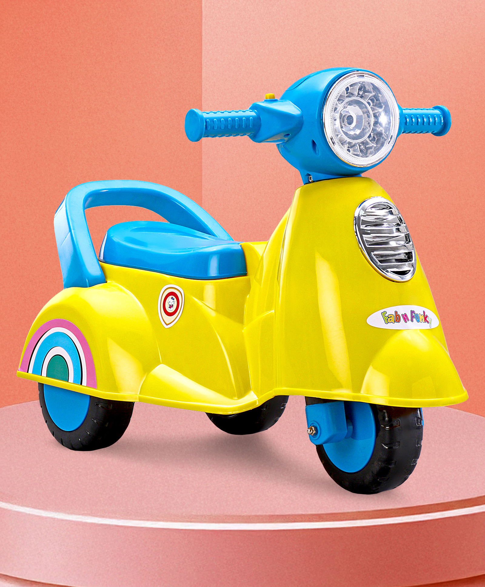 Speedy Manual Push Ride On Scooter with Under Seat Storage LED Light & Music - Yellow-image-16