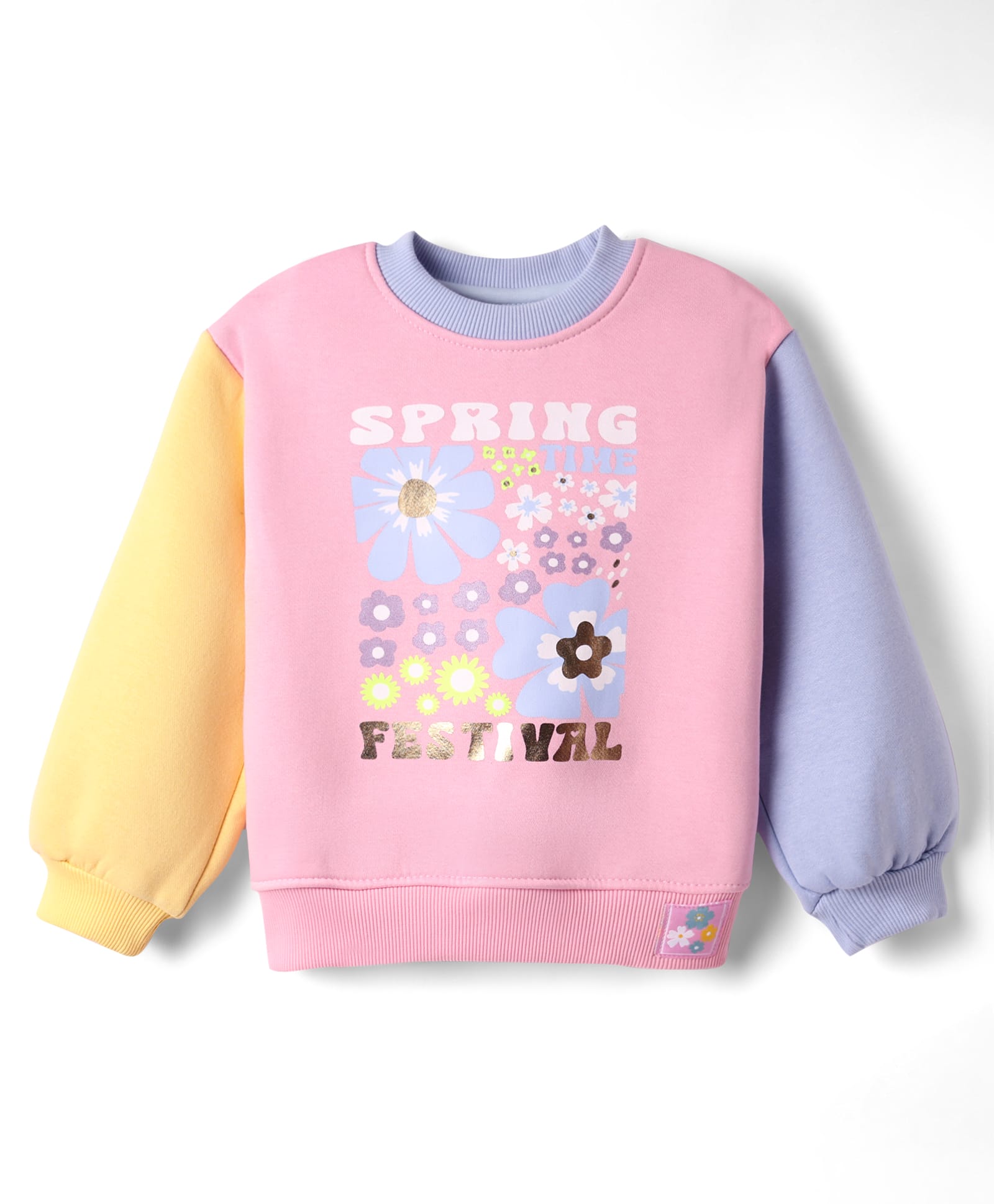 Little Kangaroos Fleece Knit Full Sleeves Sweatshirt With Floral Print - Baby Pink-picture-14