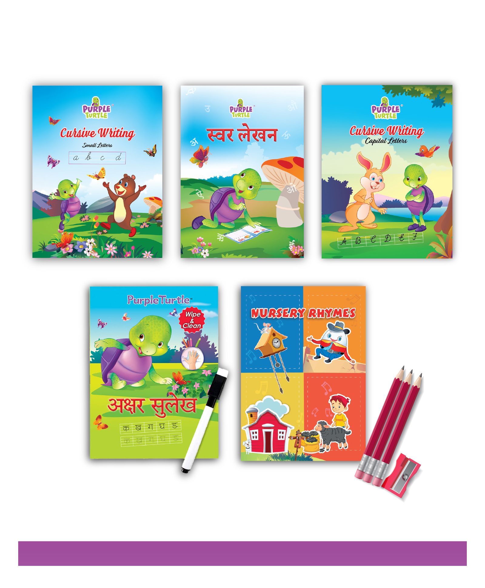 Writing Practice Books for Kids Cursive Small Letters, Cursive Capital Letters, Swar Lekhan, Akshar Sulekh Nursery Rhymes-image-36