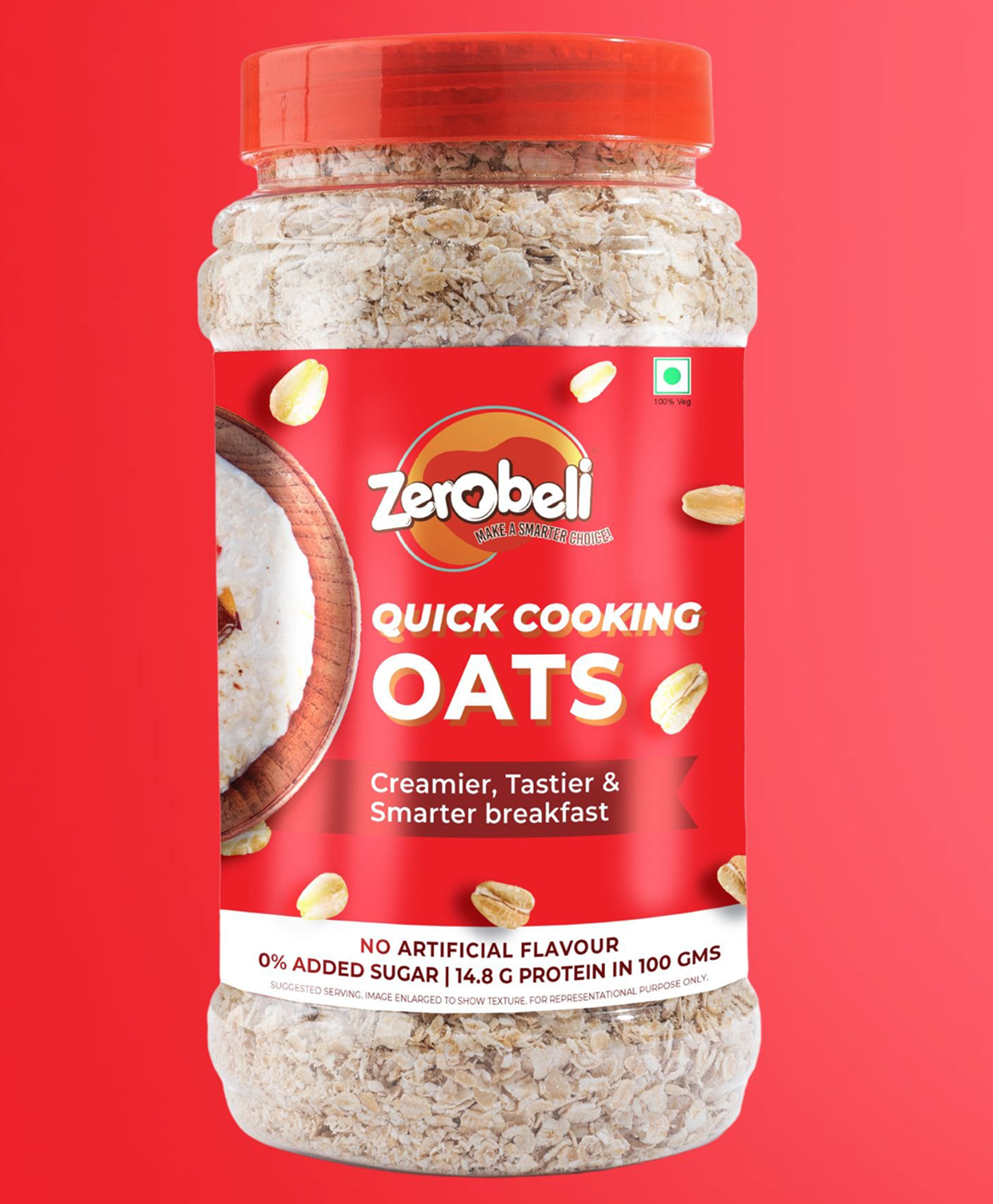 Zerobeli 100% Natural Wholegrain Porridge Instant Oats Jar 500g-image-47