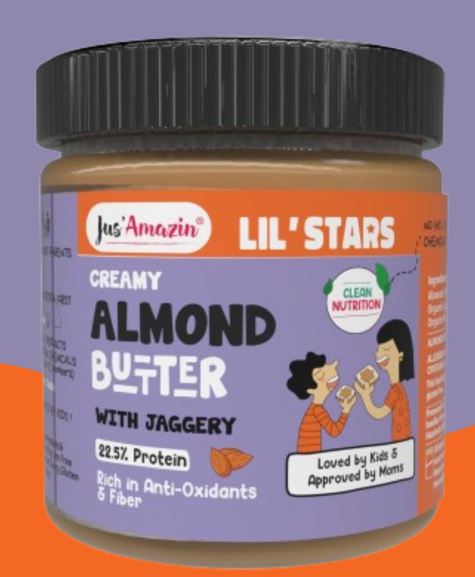 JUS AMAZIN Lil Stars Creamy Almond Butter with Jaggery (200g)-image-49