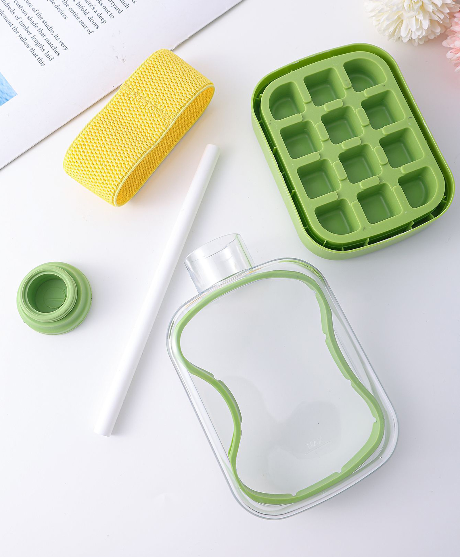 Collapsible or Foldable Bottle Ice Tray - Green-image-22