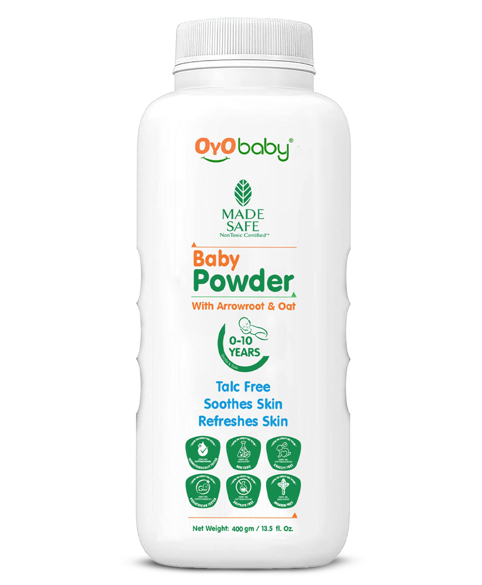 OYO BABY Powder 400g for Newborns & Toddlers | Sweat-Absorbing, Rash-Free, Refreshes & Soft Skin Care Powder | Daily Use After Bath-picture-23