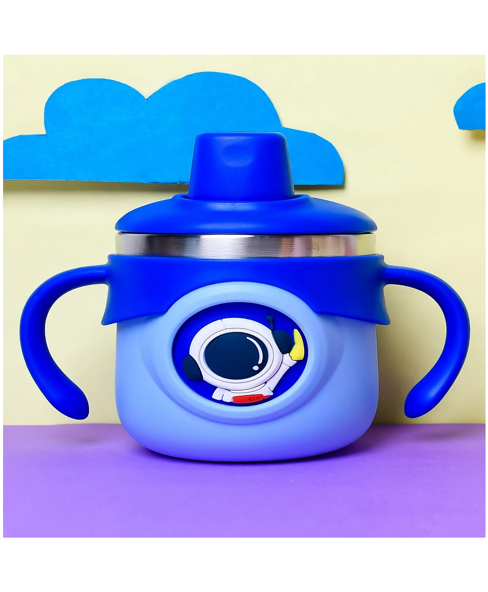 Sparkle Joy Stainless Steel Insulated Hot & Cold Sipper Bottle for Kids/Double Wall & Vacuuming/Sipper Cups with Straw/Travelling Water Bottle for Kids with Straw (260ml) - Royal Blue-image-46