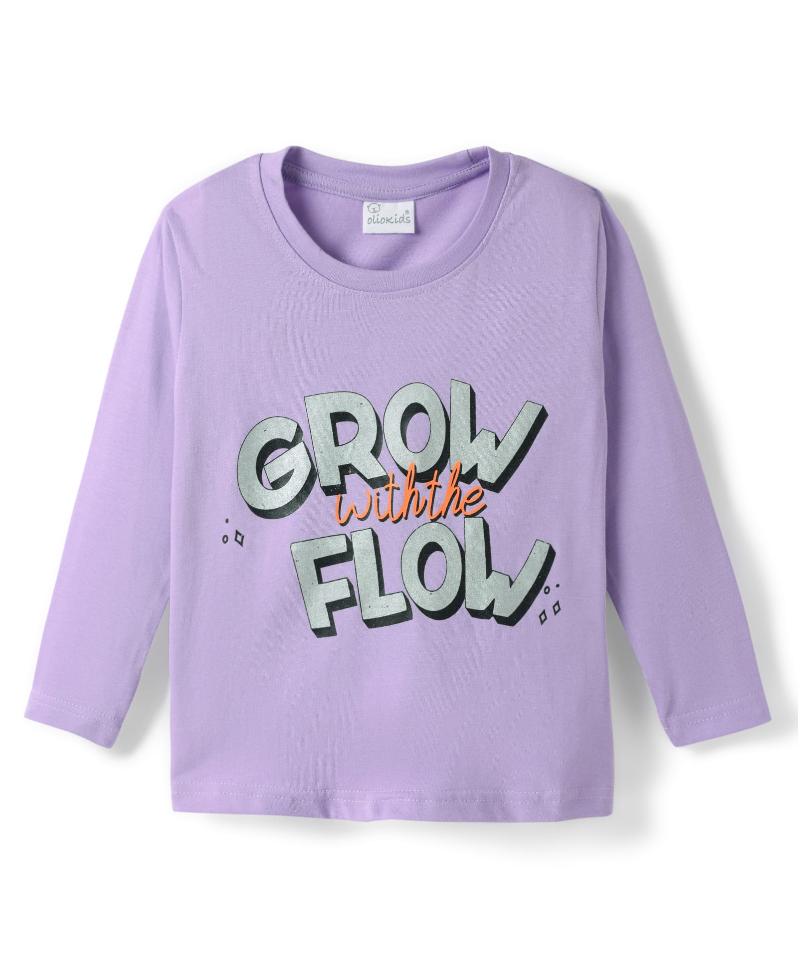 Olio Kids Sinker Knit Full Sleeves T-Shirt With Text Print - Lilac-picture-46