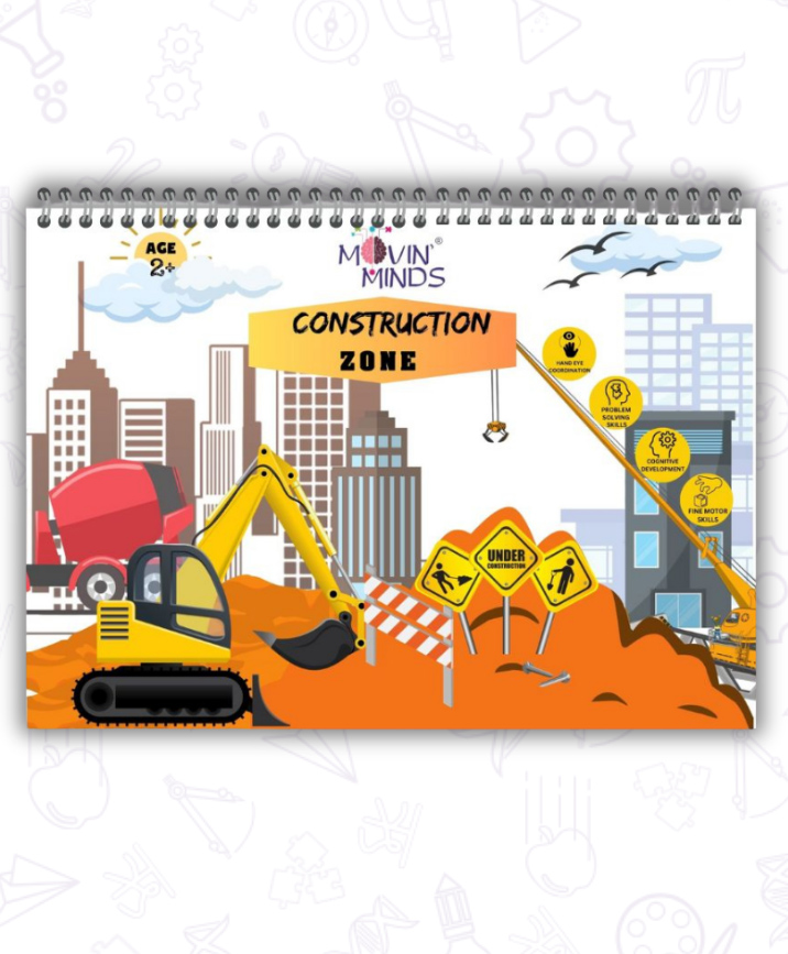Construction Zone Mini Book | Early learning Montessori Activity Book with Reusable Velcro Stickers | Travel Friendly Activity Books | Mess Free Fun Activity Quiet Book - English-image-27