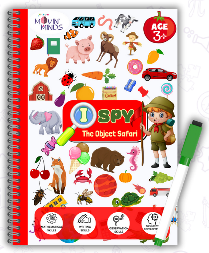 movin minds I Spy Reusable Activity Book for Ages 3-5 Years | Fun Search and Find Activities and Exercise Book Gift for preschoolers | Count and write mini book - English-picture-11