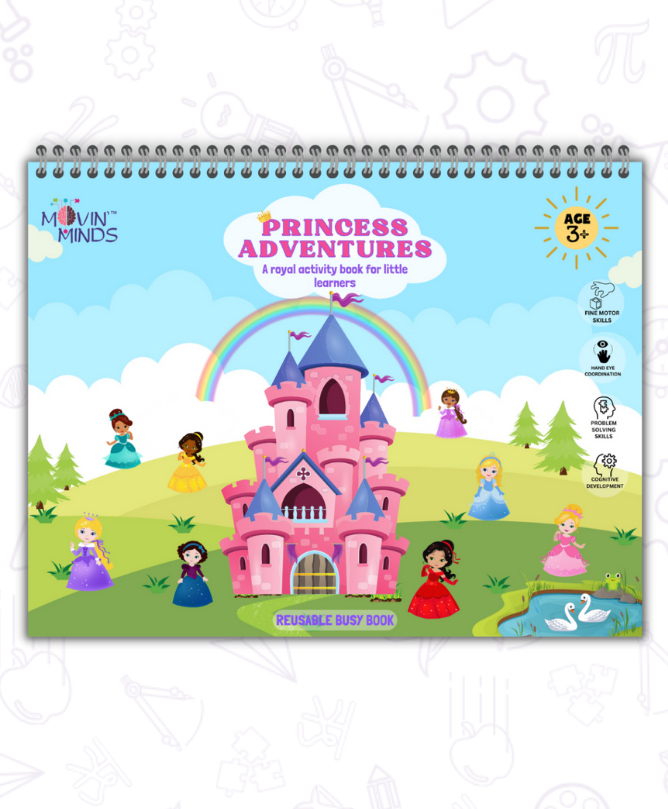 Princess Adventures Reusable Book, No Mess Velcro Activity Book for Kids, Birthday Gifts for Girls Ages 3, 4, 5, Travel Toys for Toddlers, Quiet Montessori Learning Book - English-image-13