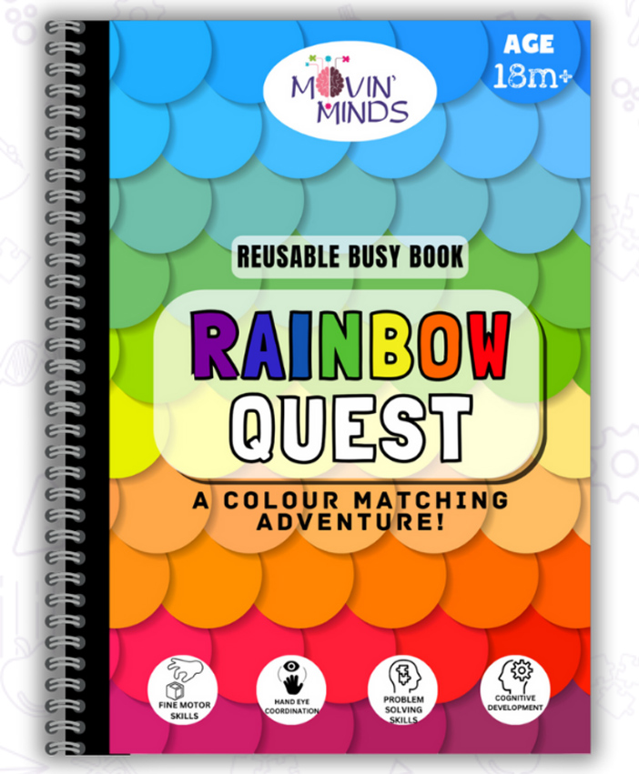 Rainbow Quest Colours Mini Book | Early learning Montessori Activity Book with Reusable Velcro Stickers | Travel Friendly Activity Books | Mess Free Fun Activity Quiet Book - English-image-27