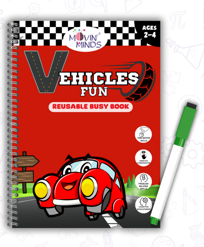 Vehicles Fun Reusable Write and erase Mini Book perfect for travel for preschoolers | Reusable Activity Book for Ages 2-5 Years | Write and erase activity book | Travel friendly kids books - English-image-18