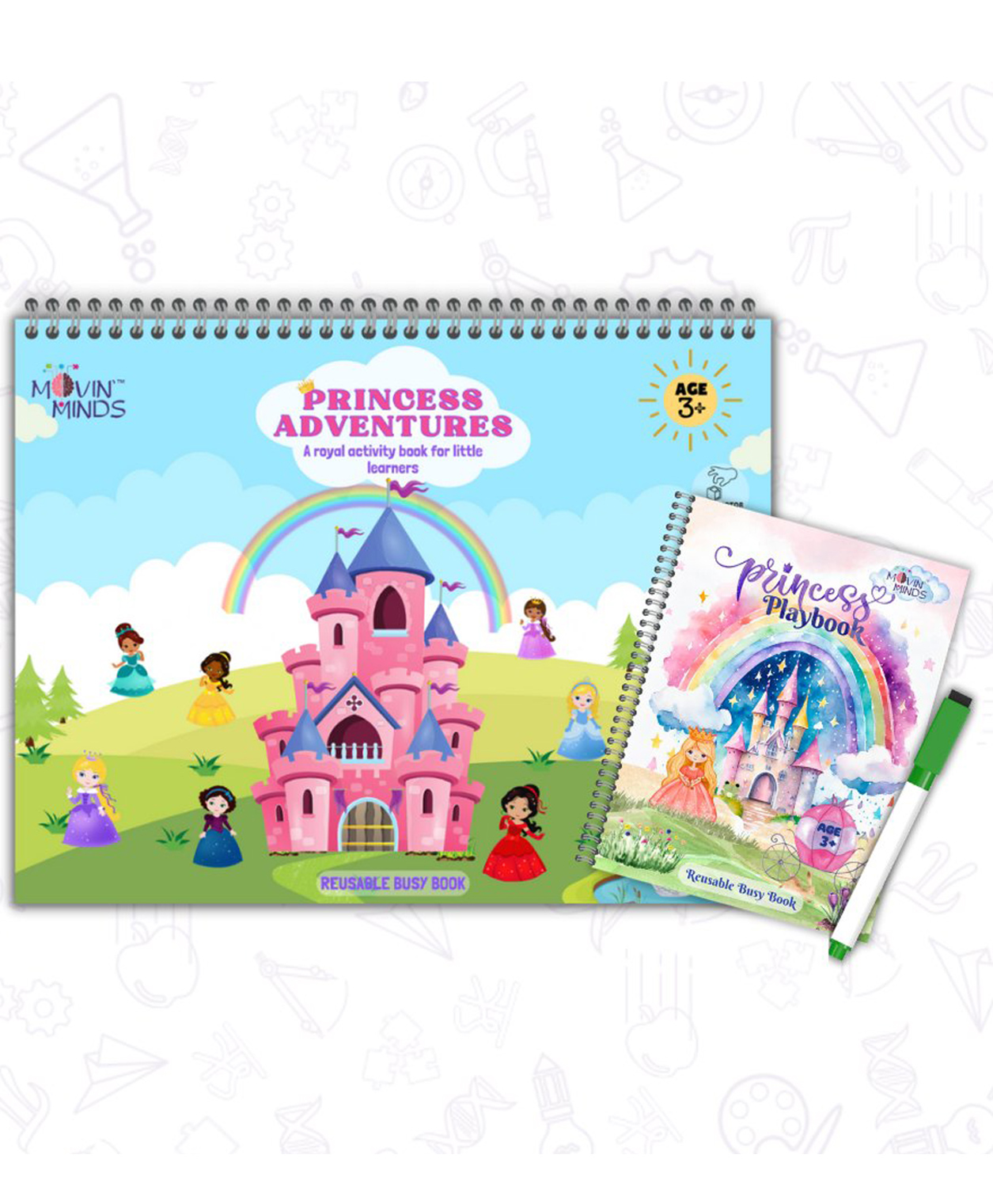 Princess theme Reusable Book, No Mess Velcro Activity Book for Kids, Birthday Gifts for preschoolers, Travel Toys for Toddlers, Quiet Montessori Learning Book Set of 2 books - English-image-14