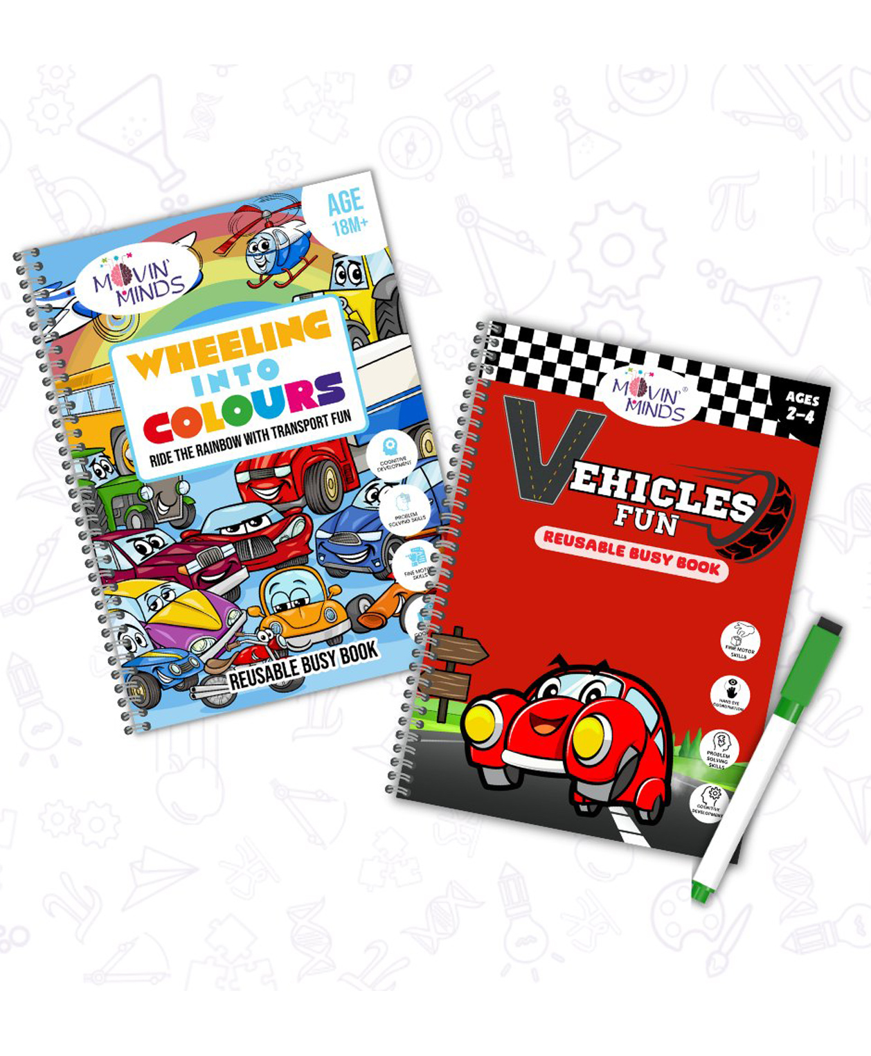 Wheeling into colours & Vehicles Fun Mini Book | Early learning Montessori Activity Book with Reusable Velcro Stickers | Transport themed Book Set of 2 books - English-image-4