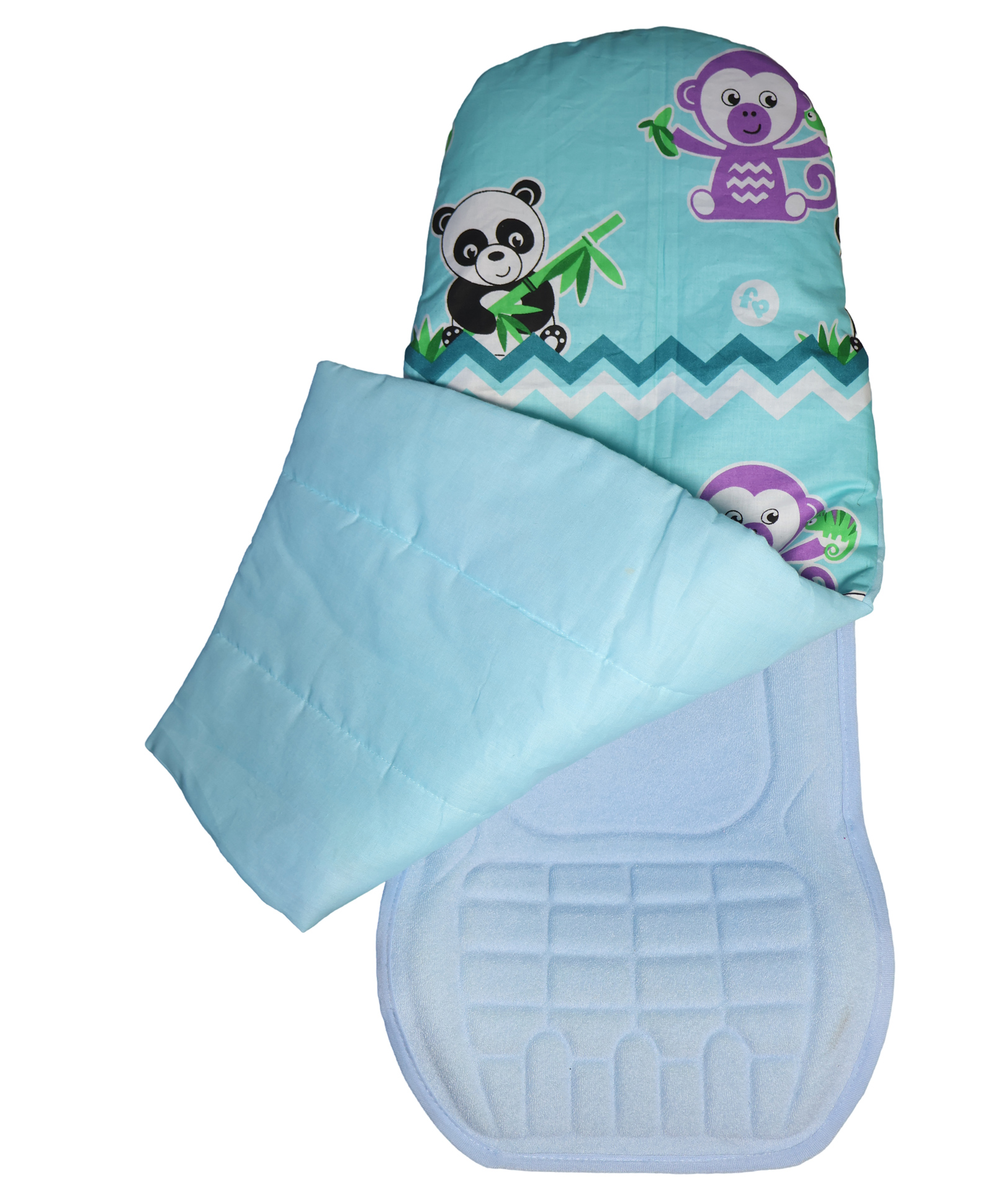 Fisher Price First Carry Azure Comfort Plus (3-in-1 Carrier) Terry with Extra Cozy Cover Sleeve Panda & Monkey Design - Blue-image-34