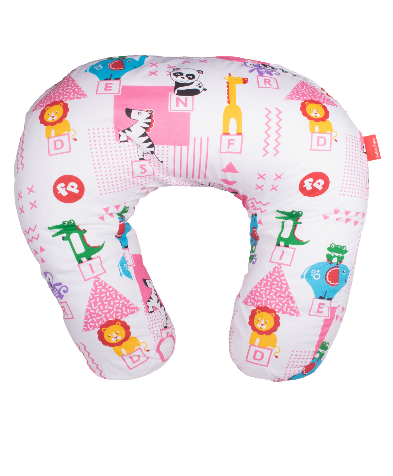 fisher price by nb Fisher Price Jungle Friends Baby Feeding Pillow 100% Cotton - White & Pink-picture-30