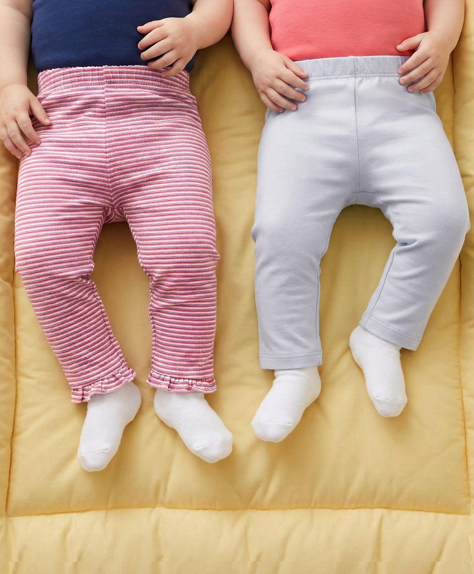 Babyoye Cotton Knit Full Length Leggings With Stripes Pack Of 2 - Multicolour-picture-13