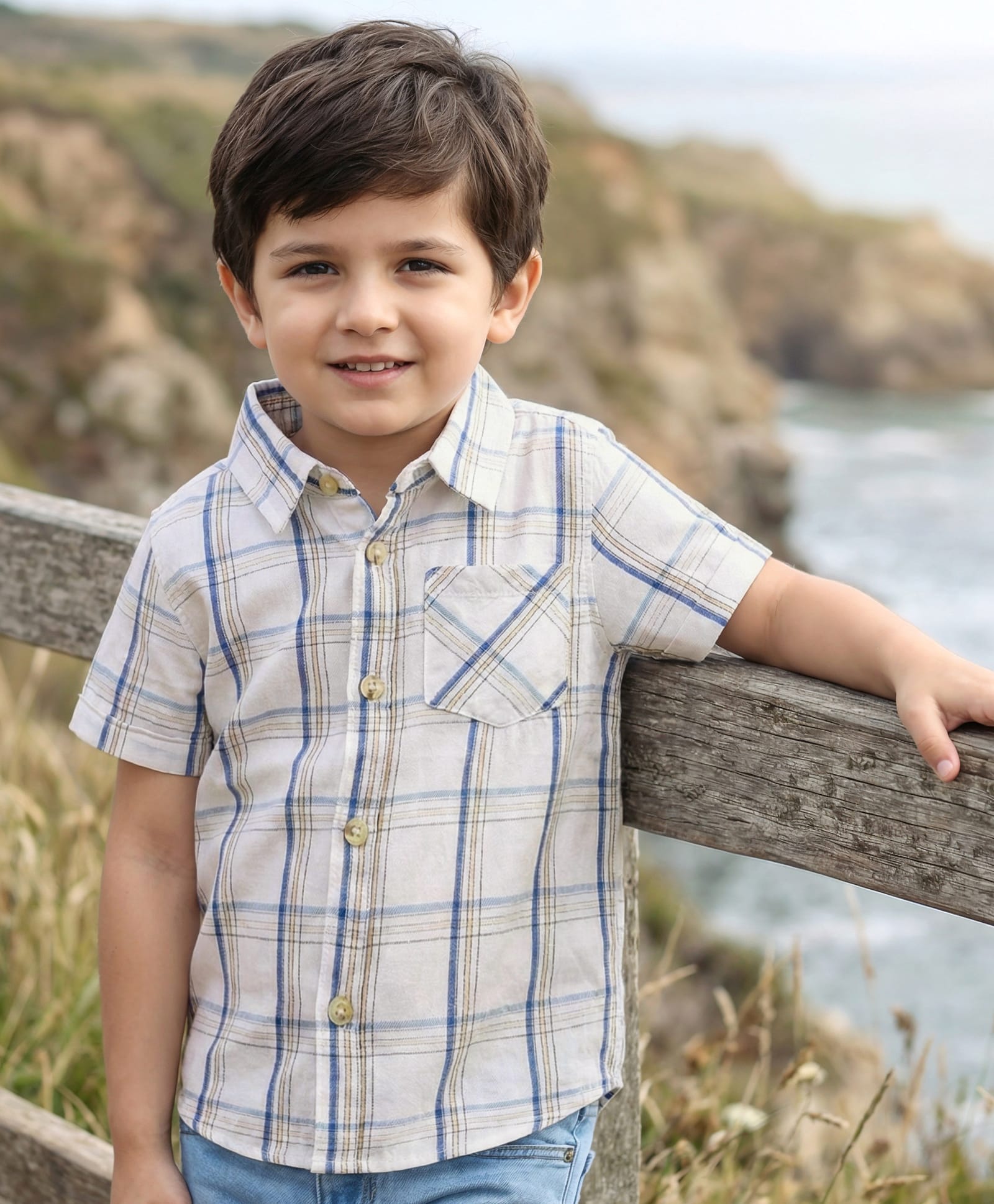 Babyhug Cotton Woven Half Sleeves Shirt With Checks Print - White-picture-26