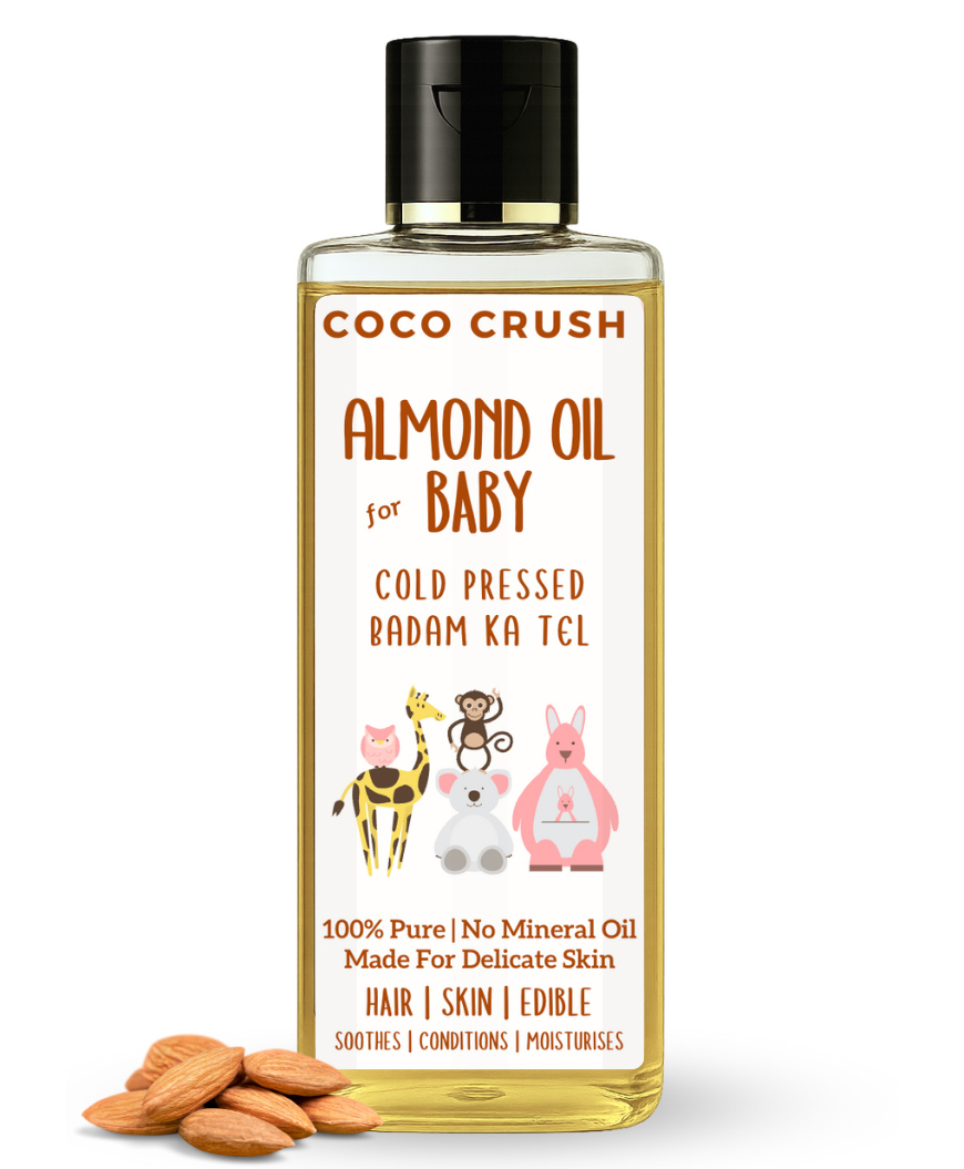Coco Crush Cold Pressed Almond Oil for Baby Body, Hair, Face Massage (100ml)-picture-13