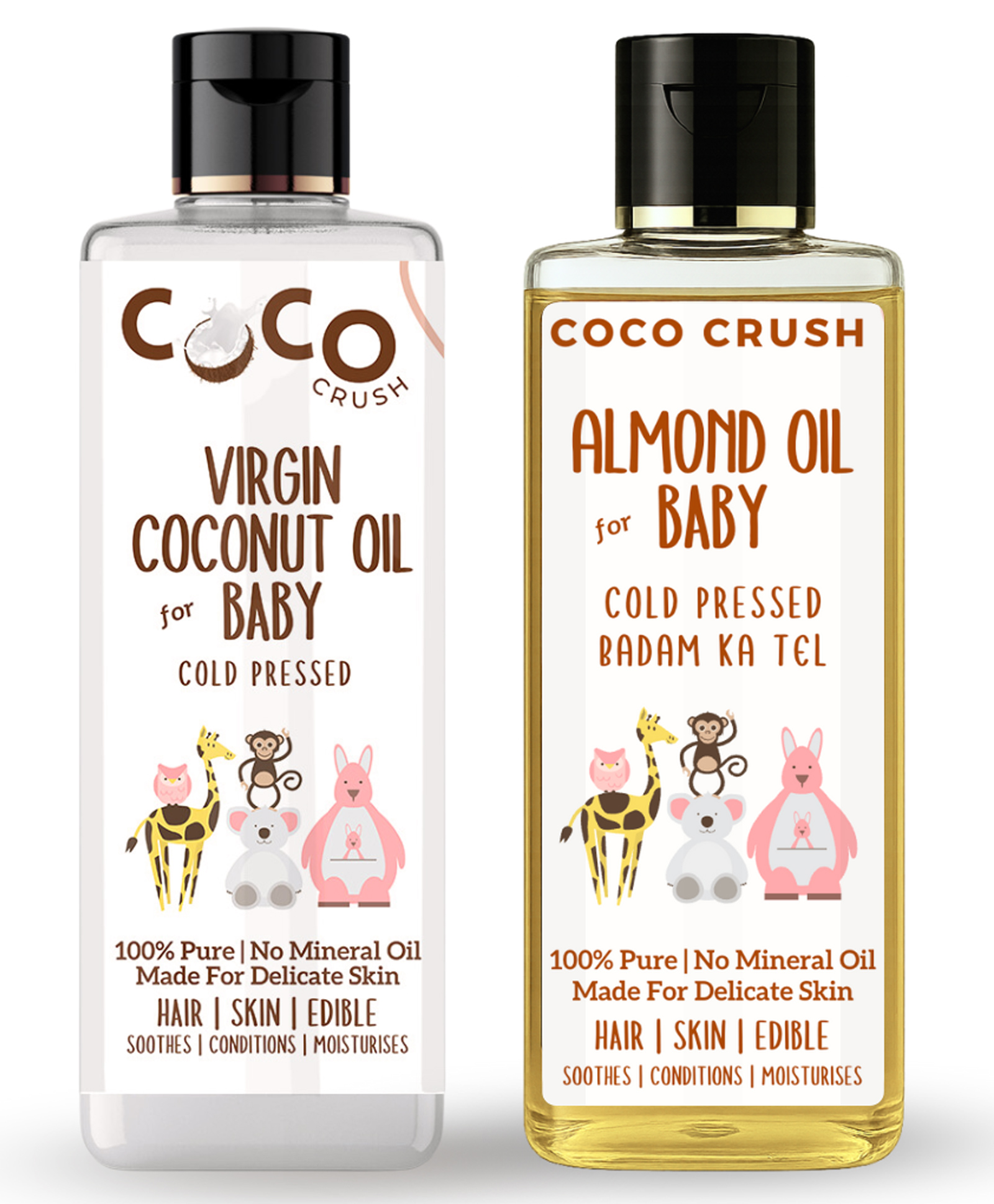 Coco Crush Cold Pressed Almond Oil & Virgin Coconut Oil Combo for Babies, Hair and Body Massage 100 ml(2* 50 ml)-image-13