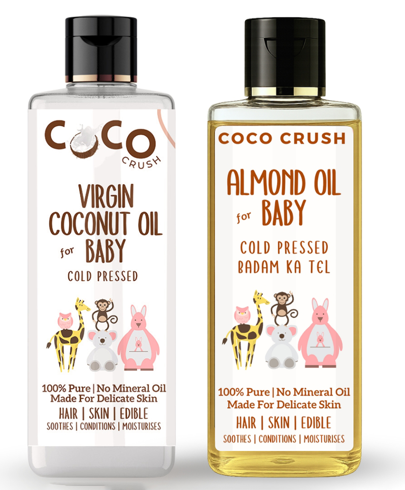 Coco Crush Cold Pressed Almond Oil & Virgin Coconut Oil Combo for Babies | For Hair and Body Massage|200 ml(2*100)-image-16