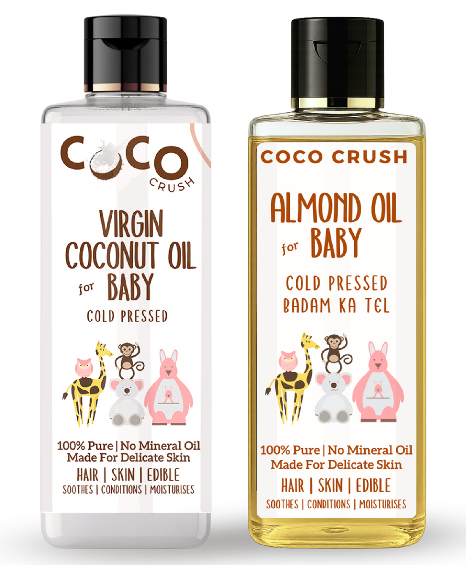 Coco Crush Cold Pressed Almond Oil & Virgin Coconut Oil Combo for Babies ,For Hair and Body Massage|400 ml(2*200)-image-17