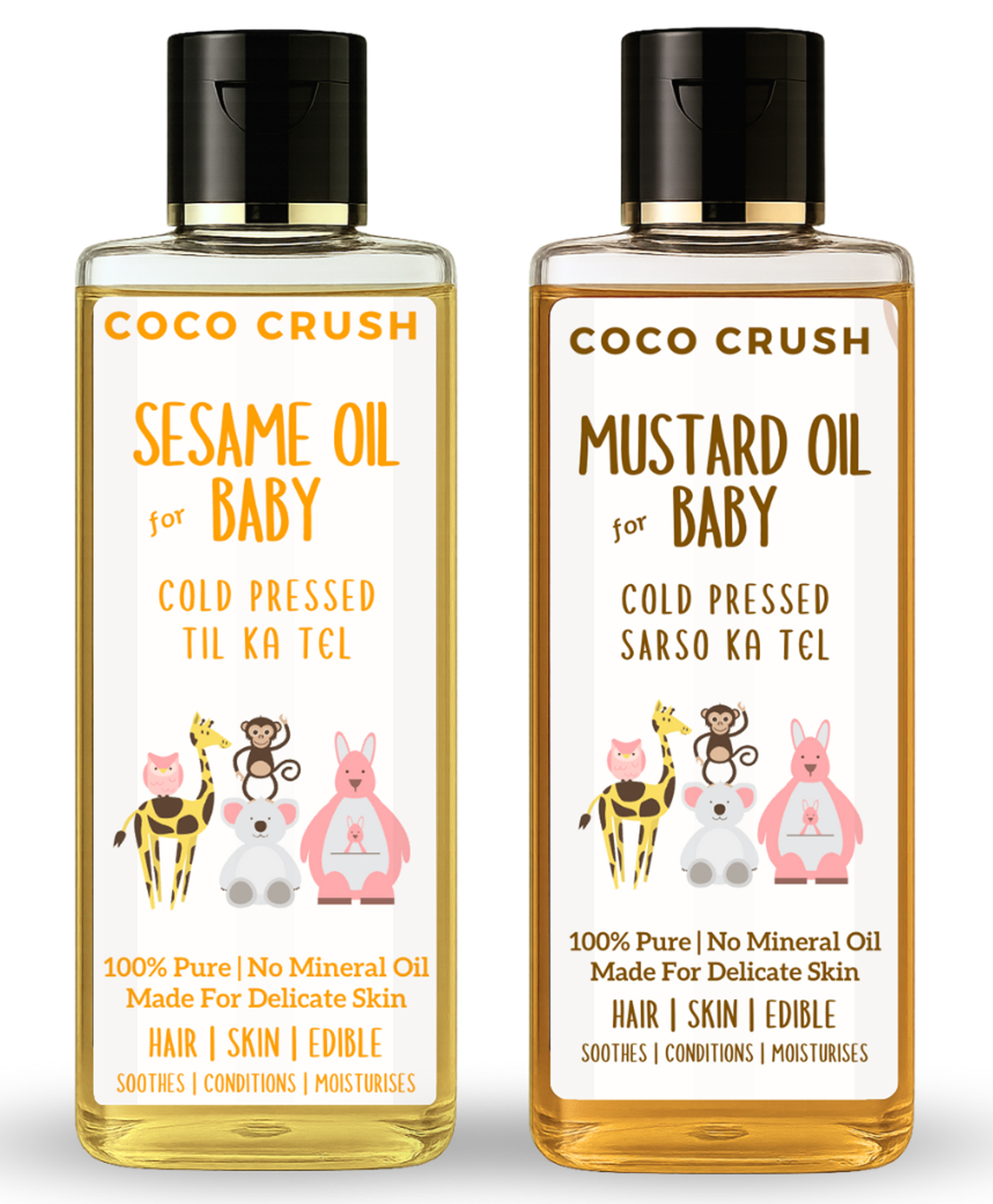 Coco Crush Cold Pressed Almond and Mustard Oil Combo for Baby Hair and Body Massage - 400ml (2*200ml)-image-43