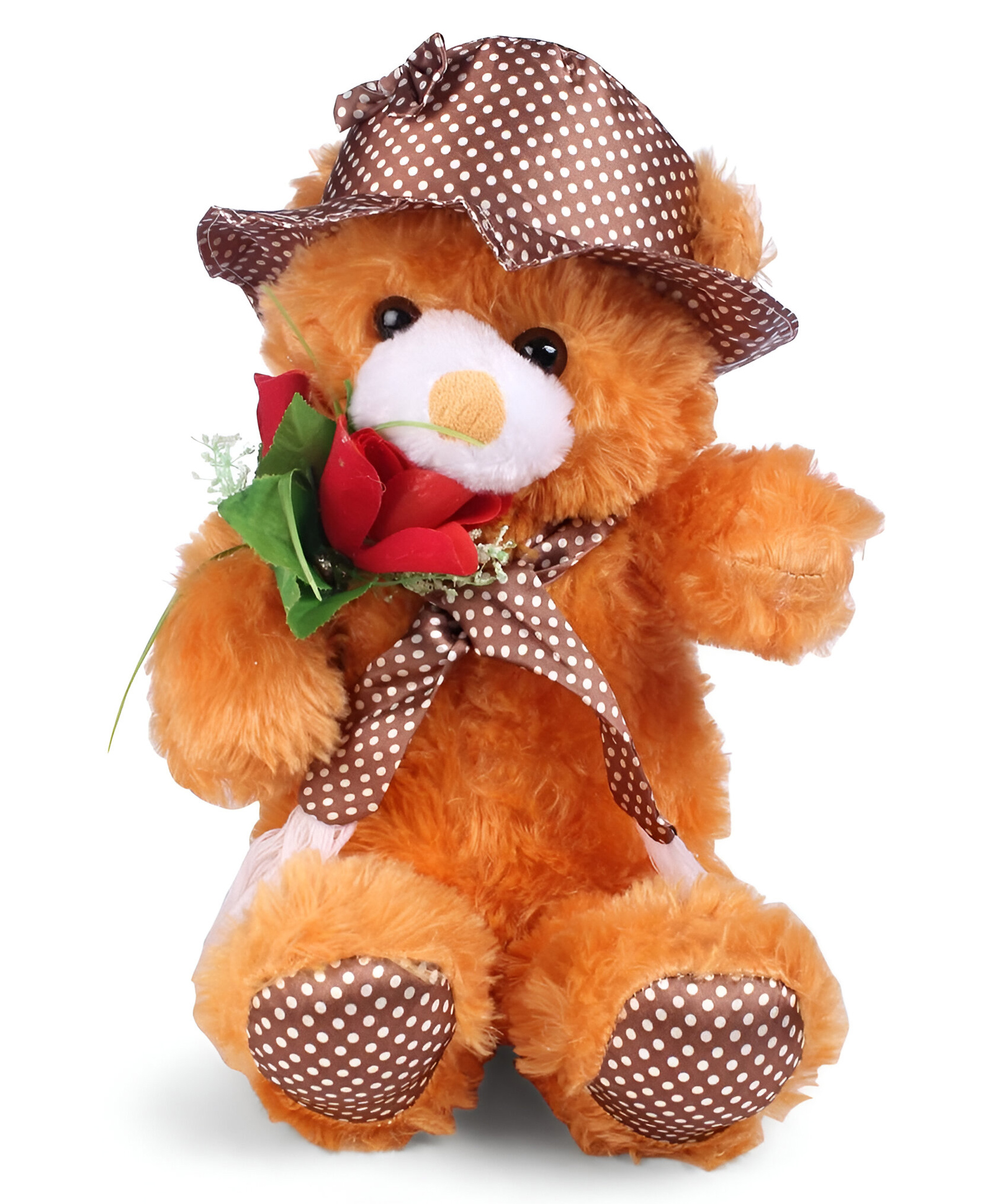 Tickles Cap Teddy with Rose Stuffed Soft Plush Animal Toy for Kids Boys & Girls Birthday Gift (Size: 45 cm Color: Brown)-image-48