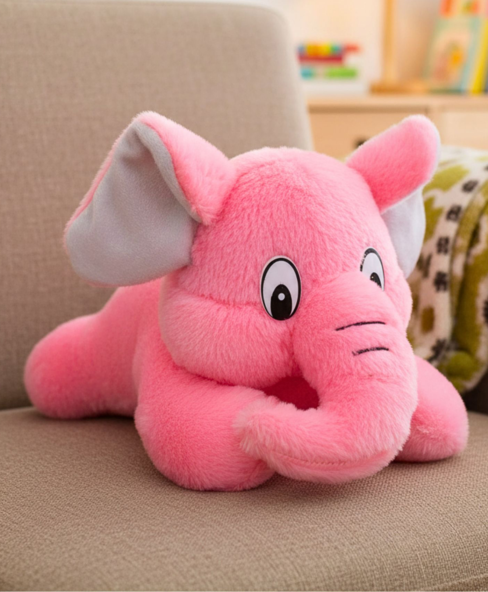 Tickles Elephant Soft Stuffed Plush Animal Toy For Kids Boys & Girls Birthday Gift (Color: Pink Size: 28 cm)-image-48